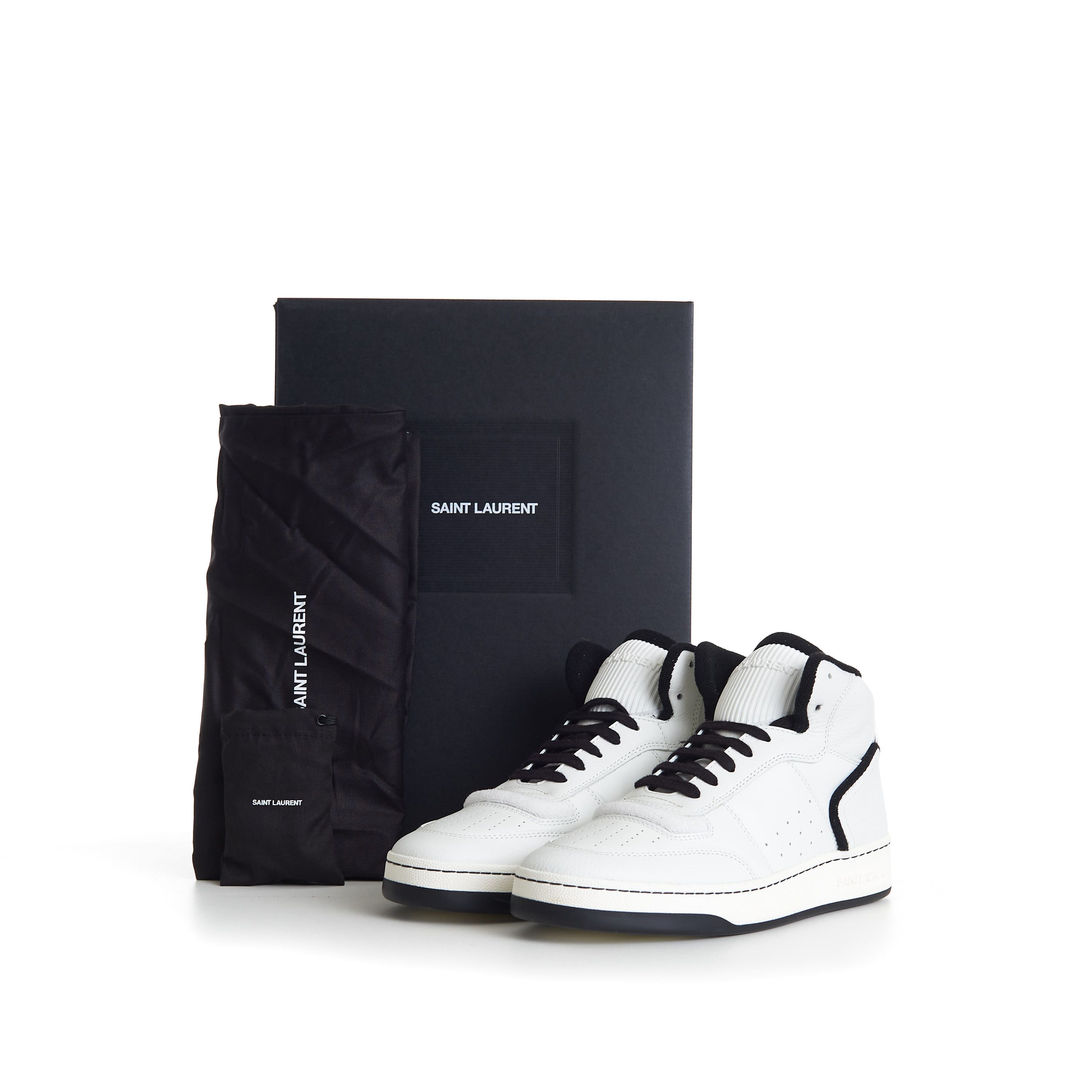 Saint Laurent Paris SL/80 White Mid-top Sneakers - Smooth & Grained Leather Size US 10 / EU 43 - 11 Thumbnail
