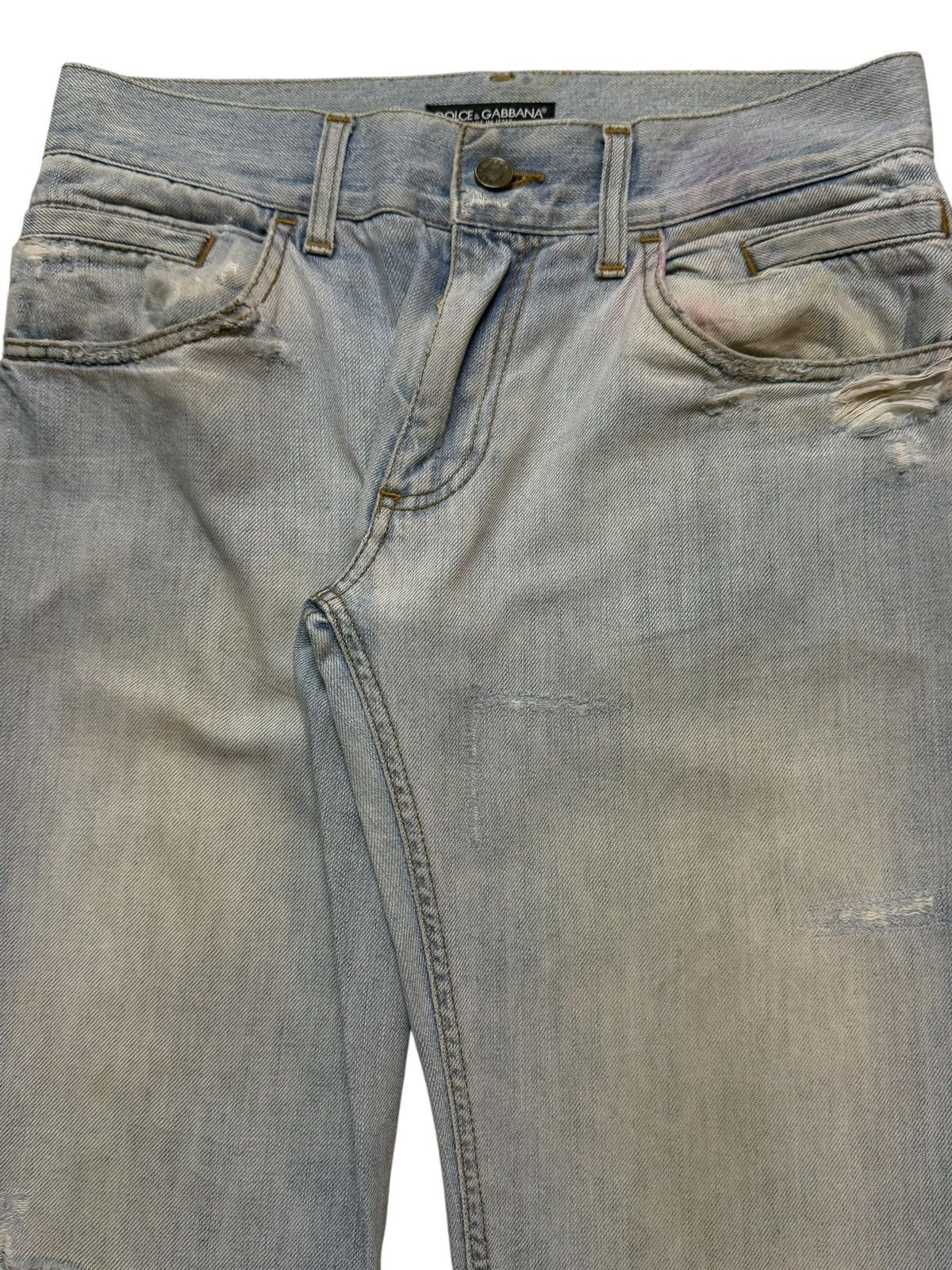 Dolce & Gabbana Vintage 90s Dolce & Gabbana Light Wash Distress Straight Leg Size US 30 / EU 46 - 3 Thumbnail