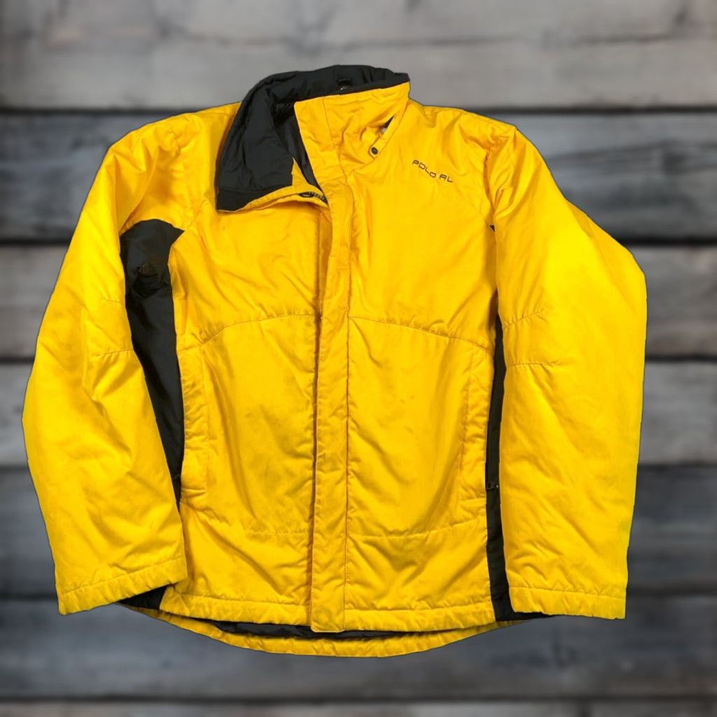 VINTAGE Polo Ralph Lauren Insulated Zip Parka Jacket Adult Large Yellow Black