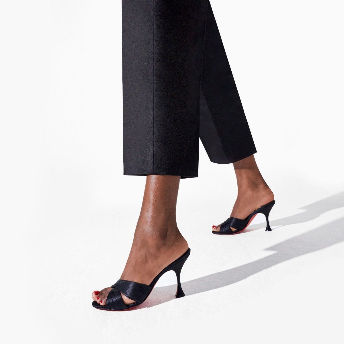 Christian Louboutin o1s1wg110125 Nicol Is Back Crepe Satin Sandals in Black Size US 9 / IT 39 - 4 Thumbnail