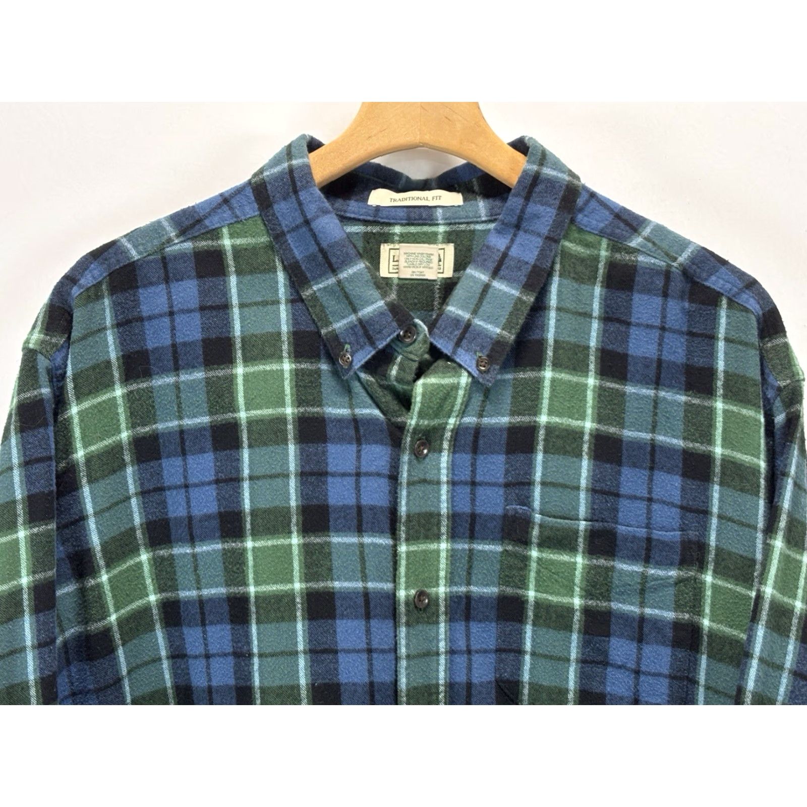 Vintage L.L. Bean Flannel Button-Up Shirt 2XL Plaid Blue Green Casual Long Sleeve Mens Size US XXL / EU 58 / 5 - 2 Thumbnail