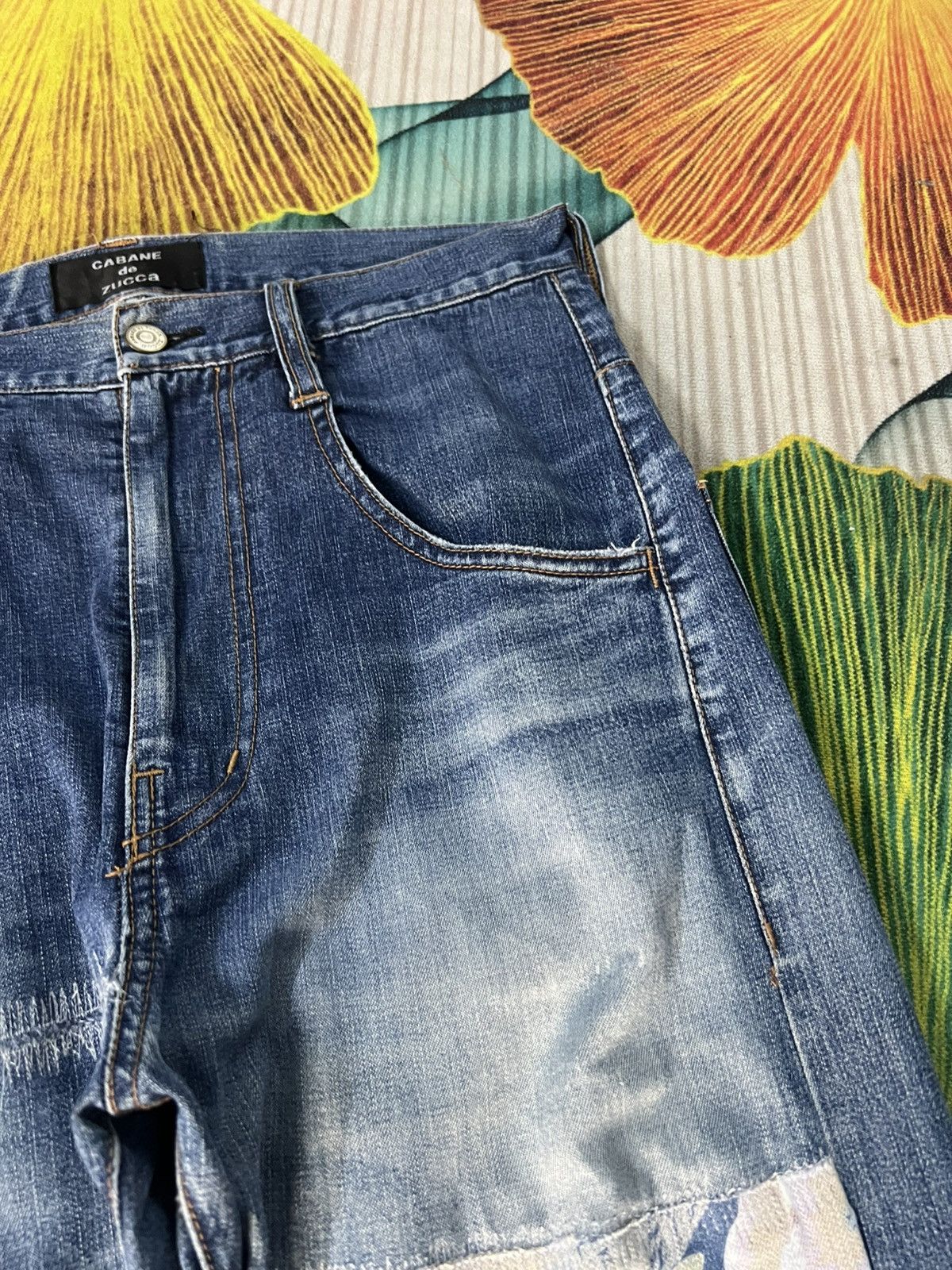 CABANE de ZUCCa Vintage Cabane De Zucca Patchwork Selvedge Mud Wash Jean Size US 30 / EU 46 - 12 Thumbnail
