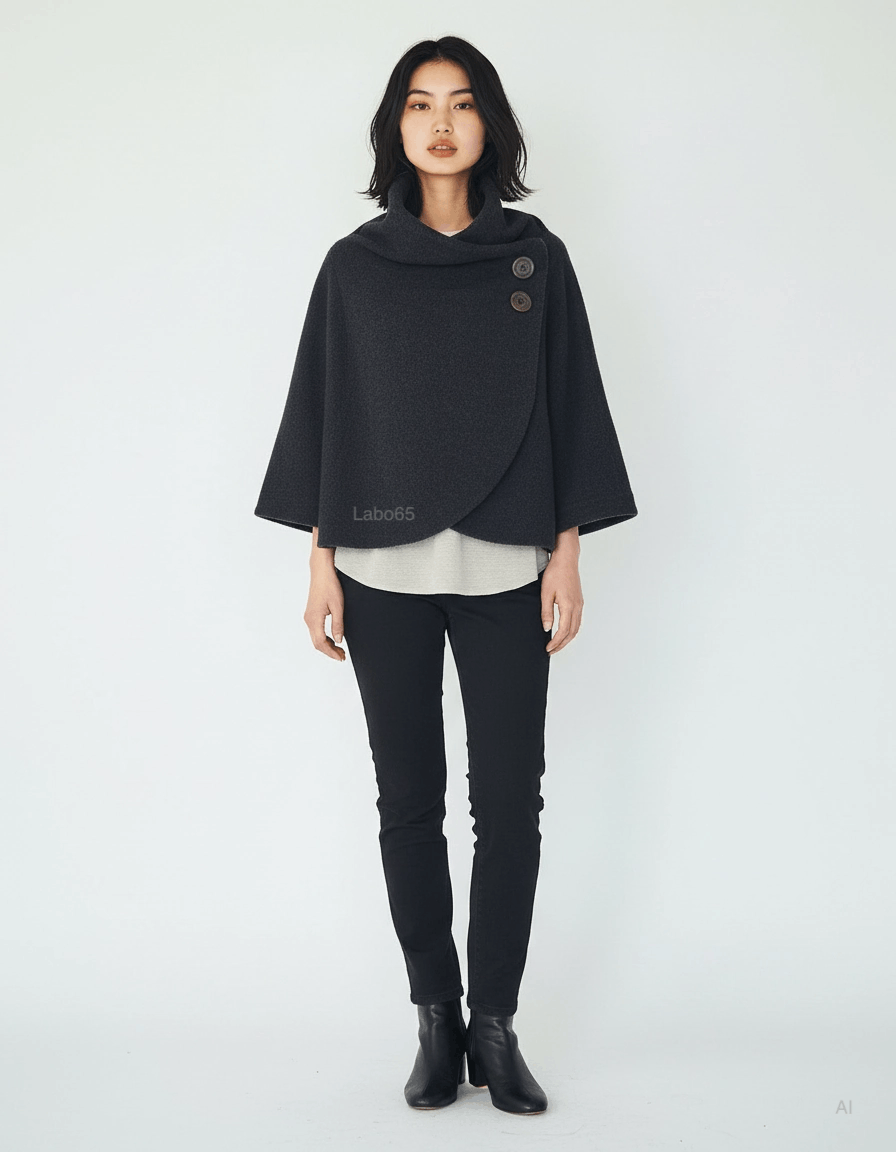 Other POU DOU DOU » 2-Way Wear asymmetrical Cape-Jacket// Navy Size M / US 6-8 / IT 42-44 - 1 Thumbnail