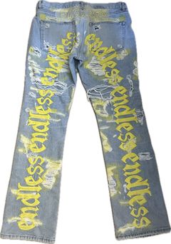 High Quality Punk Style Denim Damage Pant With Embroidered Letters For Men  And Women Endless Denims 2022 From H9en, $89.19