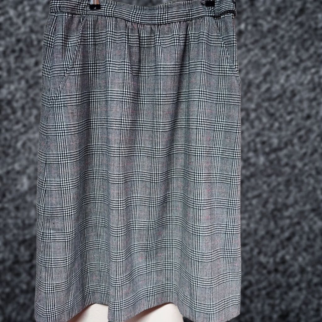 Talbots Talbots Austin Hills Skirt A-Line Midi Women 16 Black White Plaid Pockets Zip Button Fall Spring Summer Vintage No Size 38" / US 16 / IT 52 - 1 Thumbnail