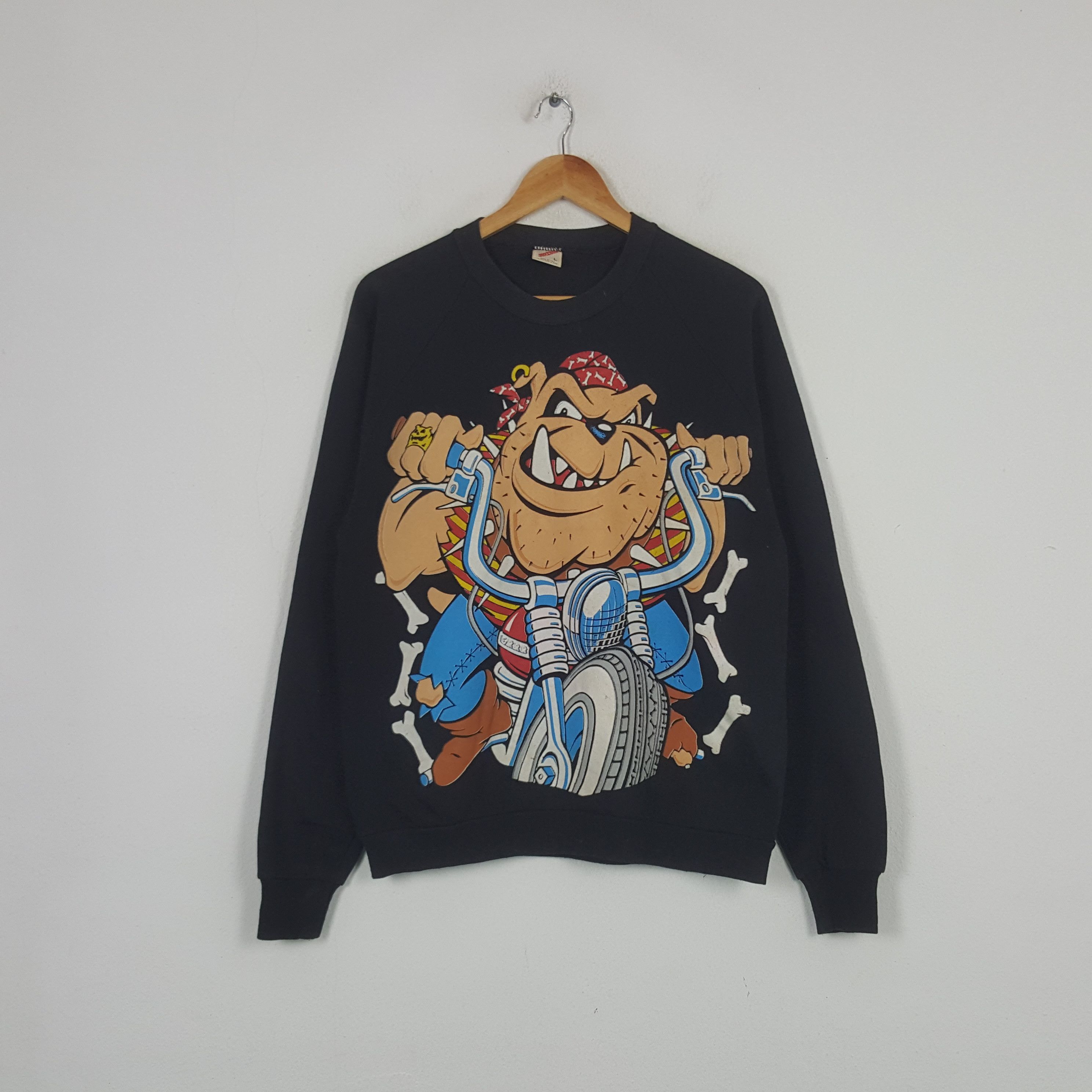Cartoon Network × Vintage Vintage Bulldog Chopper Bikers Style Sweatshirt C283N4 Size US L / EU 52-54 / 3 - 1 Thumbnail