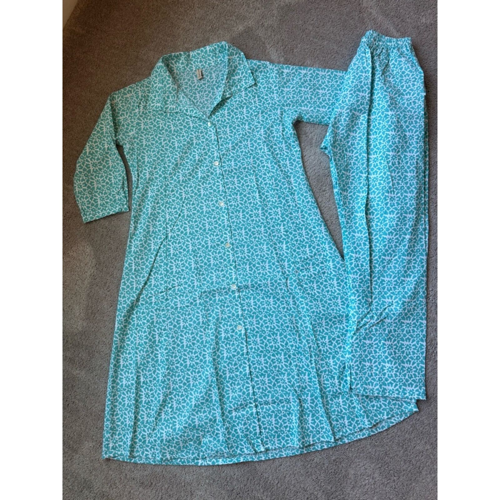 & Other Stories NWOT Turquoise & White Printed Coord Set Size S / US 4 / IT 40 - 1 Thumbnail