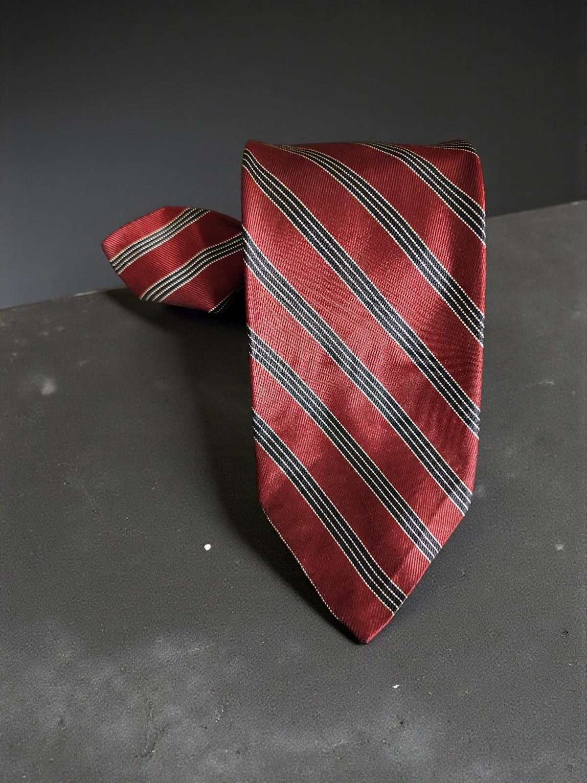Other Vintage Bunce Brothers Red and Navy Blue Striped Silk Tie Size ONE SIZE - 3 Thumbnail