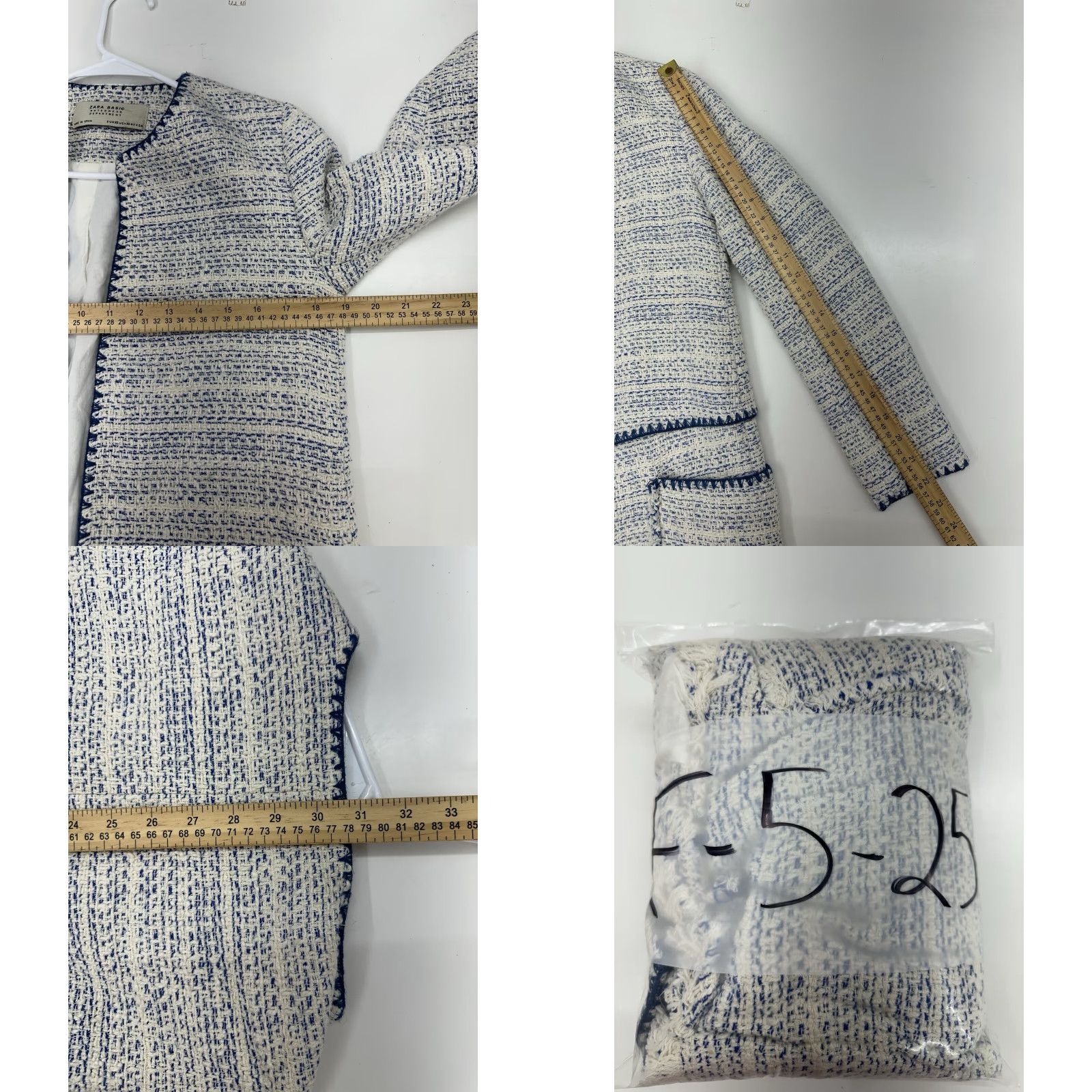 Zara Zara Basic Outerwear Womens Coat XS White Tweed Open Front Lined Jacket Coat Factory Basic Shirt? Size XS / US 0-2 / IT 36-38 - 8 Thumbnail