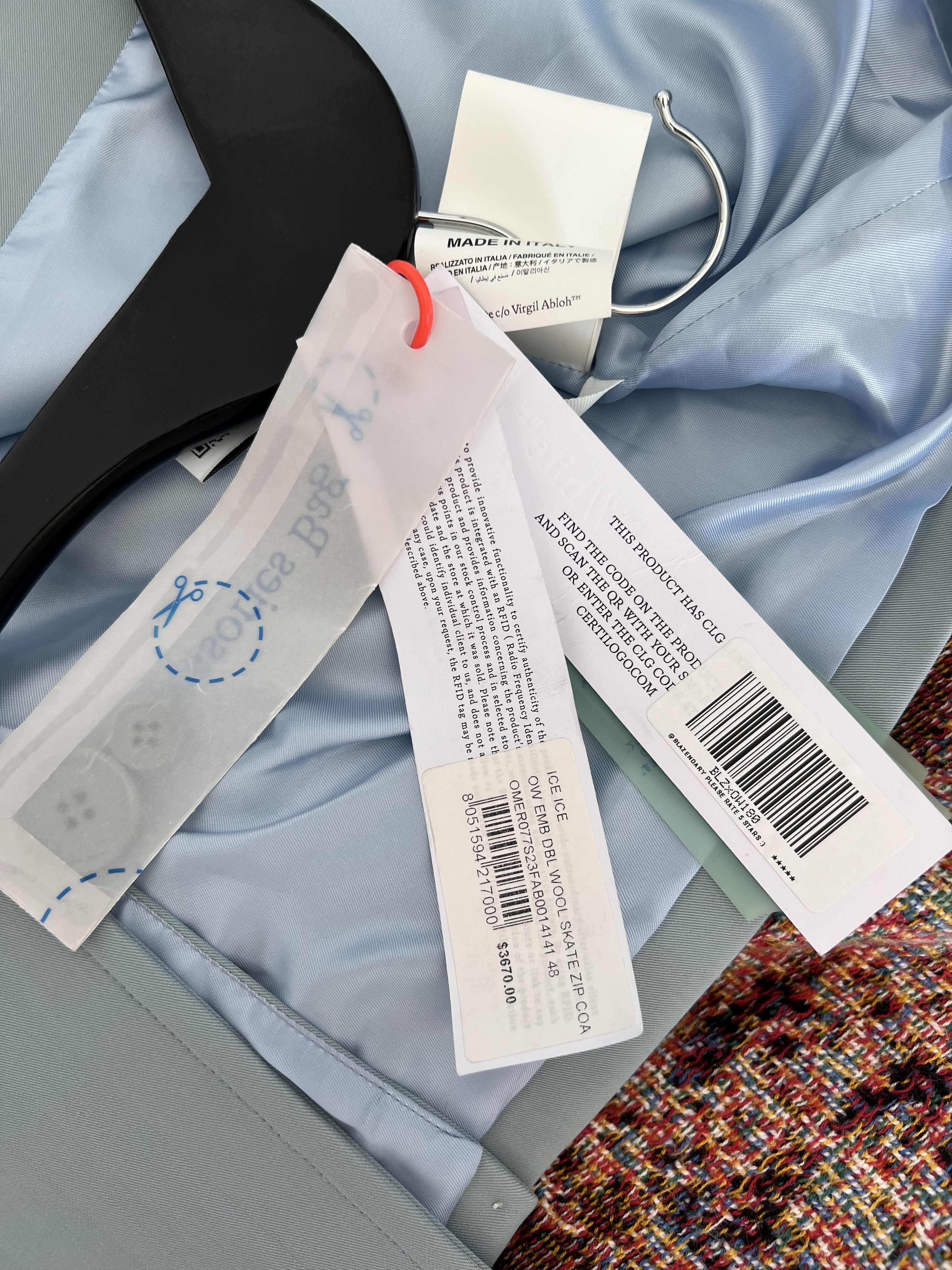 Off-White Off White Embroidered Double Wool Skate Zip Coat in Blue Size US M / EU 48-50 / 2 - 13 Thumbnail