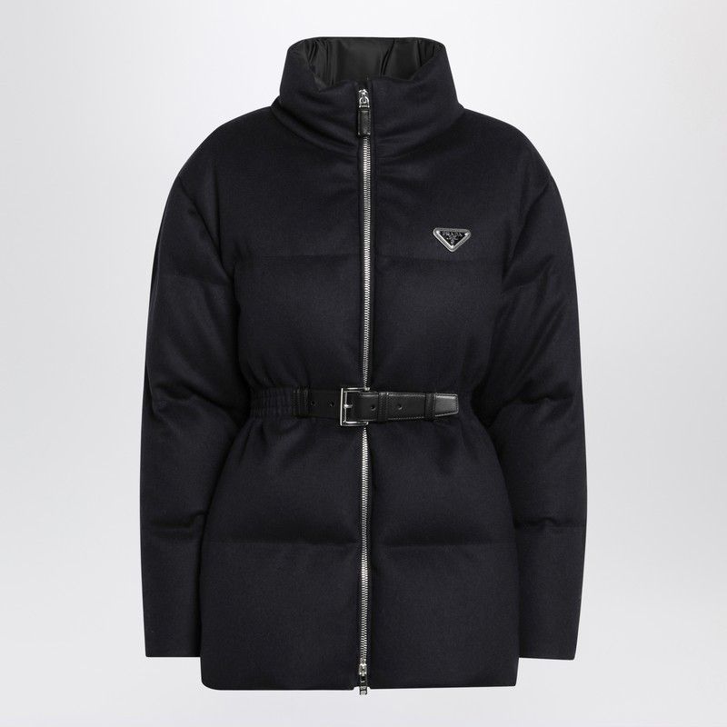 ダウンジャケット・コート PRADA BLUE DOWN JACKET WITH BLUE FLANNEL BELT Prada Prada Blue Down Jacket With Blue Flannel Belt | Grailed