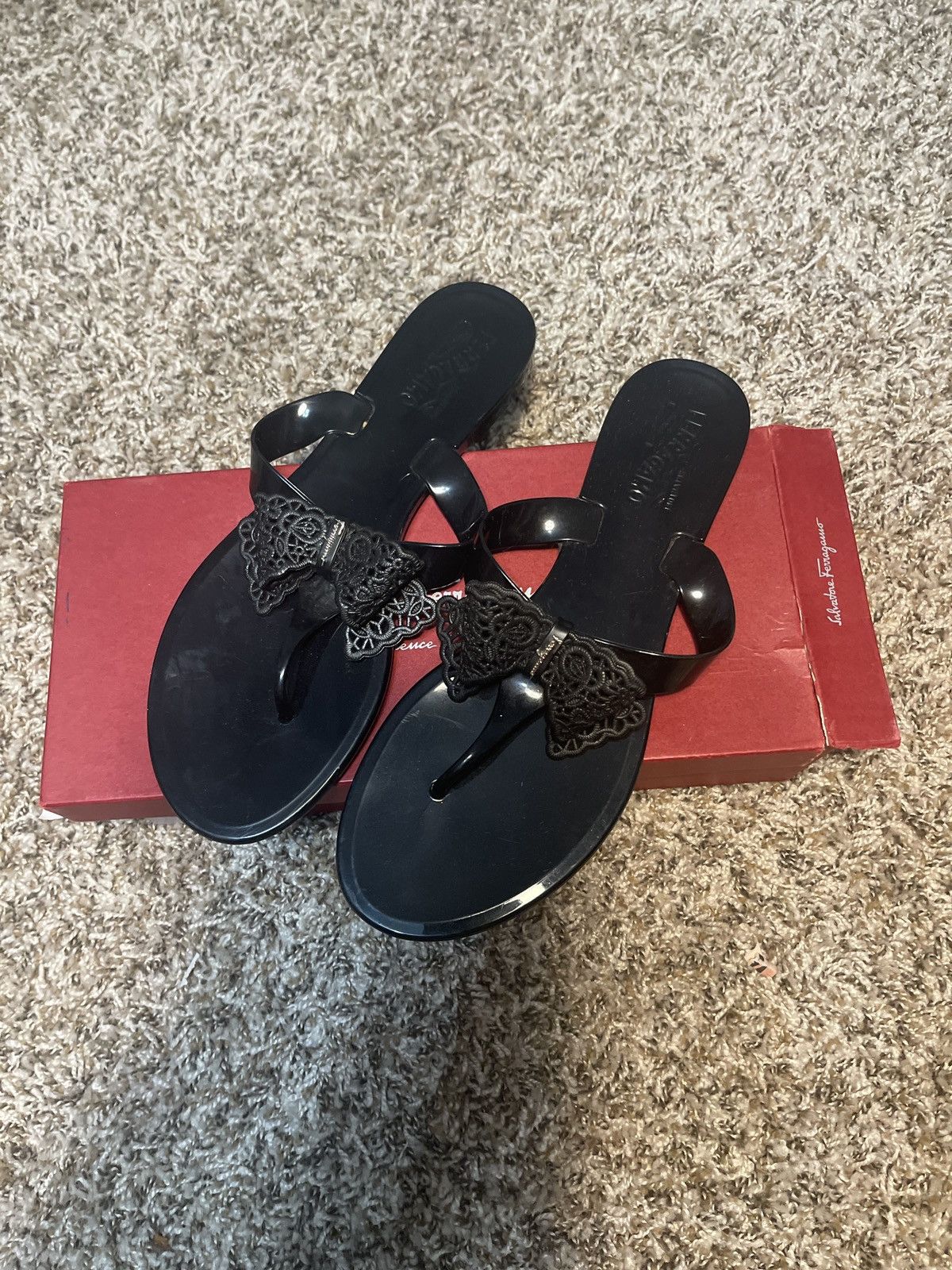 Salvatore Ferragamo Black Ferragamo Sandals Size US 10 / IT 40 - 2 Thumbnail