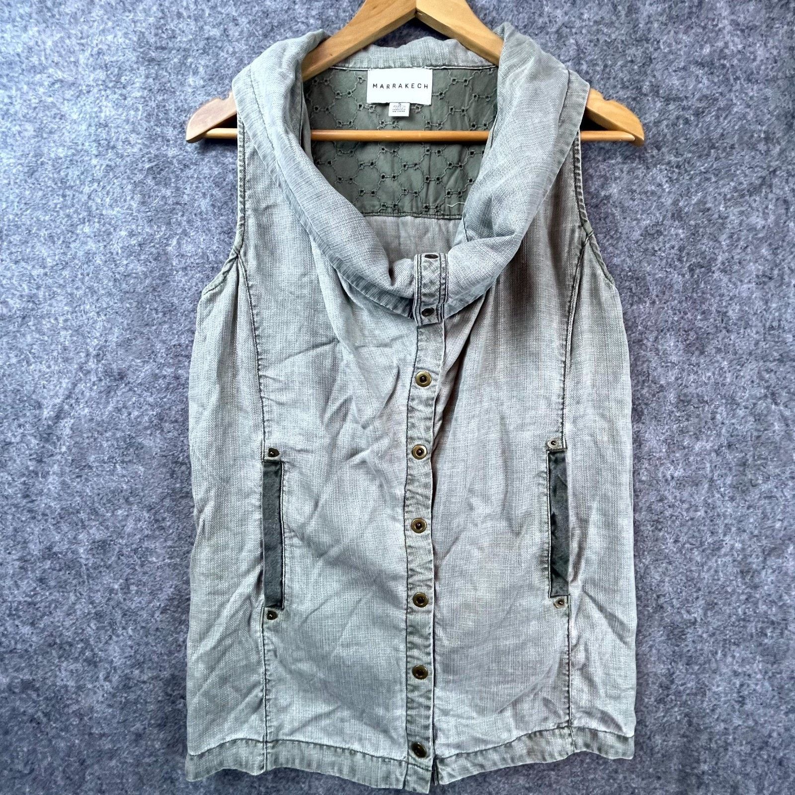 Anthropologie Anthropologie Marrakech Utility Vest Womens S Gray Lyocell Size S / US 4 / IT 40 - 1 Thumbnail