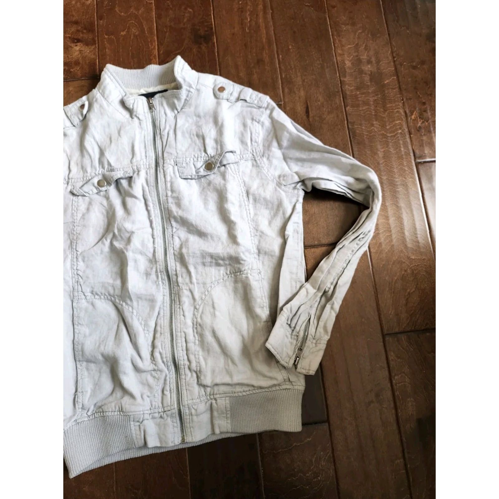 Vintage Twentyone Men Gray Zip Jacket with Pockets - Size L Size US L / EU 52-54 / 3 - 6 Thumbnail