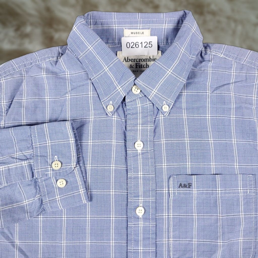 Abercrombie & Fitch Abercrombie & Fitch Blue Plaid Button-Up Shirt Mens Medium Long Sleeve Classic Casual Size US M / EU 48-50 / 2 - 1 Thumbnail