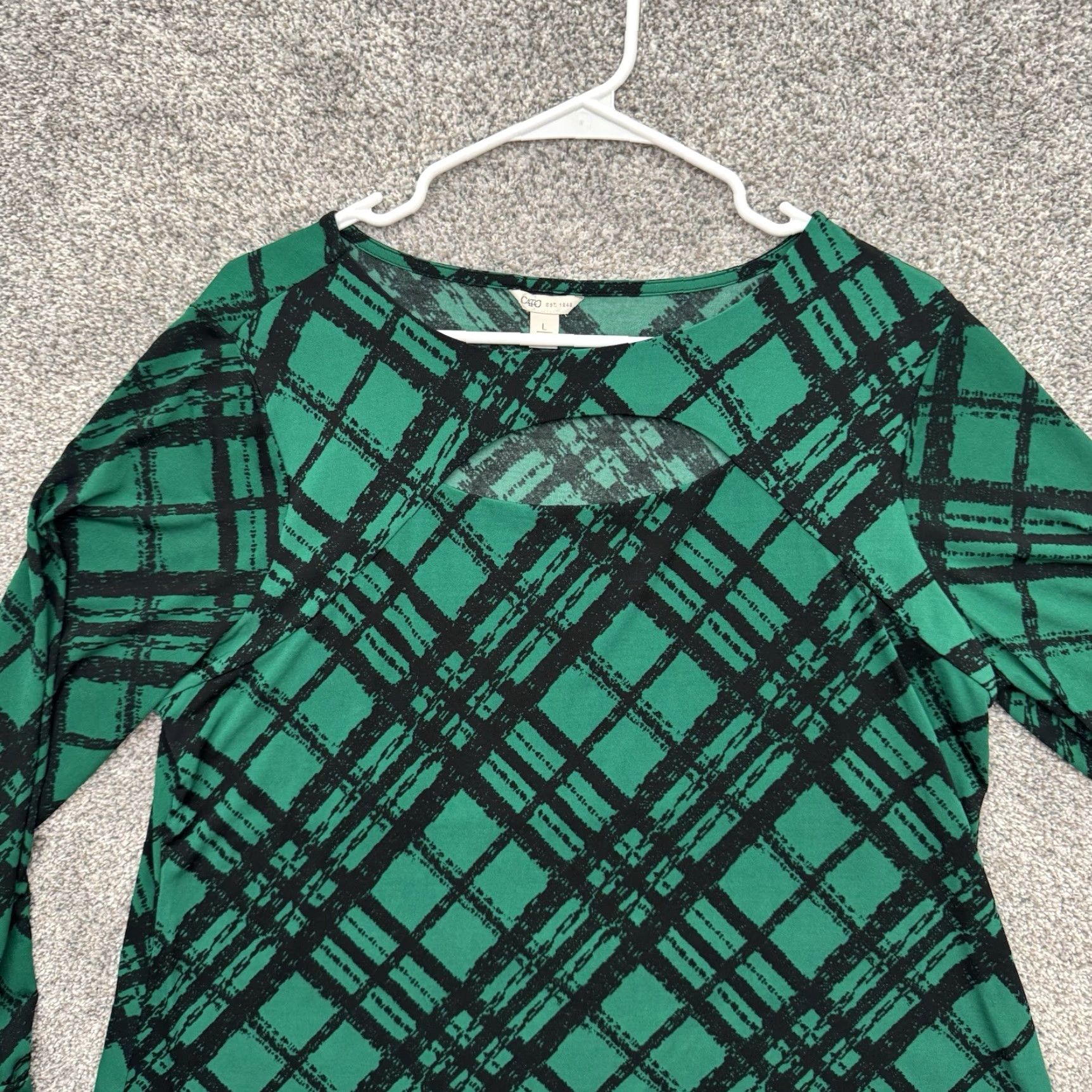 Vintage Cato Blouse Shirt Keyhole Retro 70s Night Out Office Chic Women L Green Maximalist Statement Party Regular Size L / US 10 / IT 46 - 4 Thumbnail