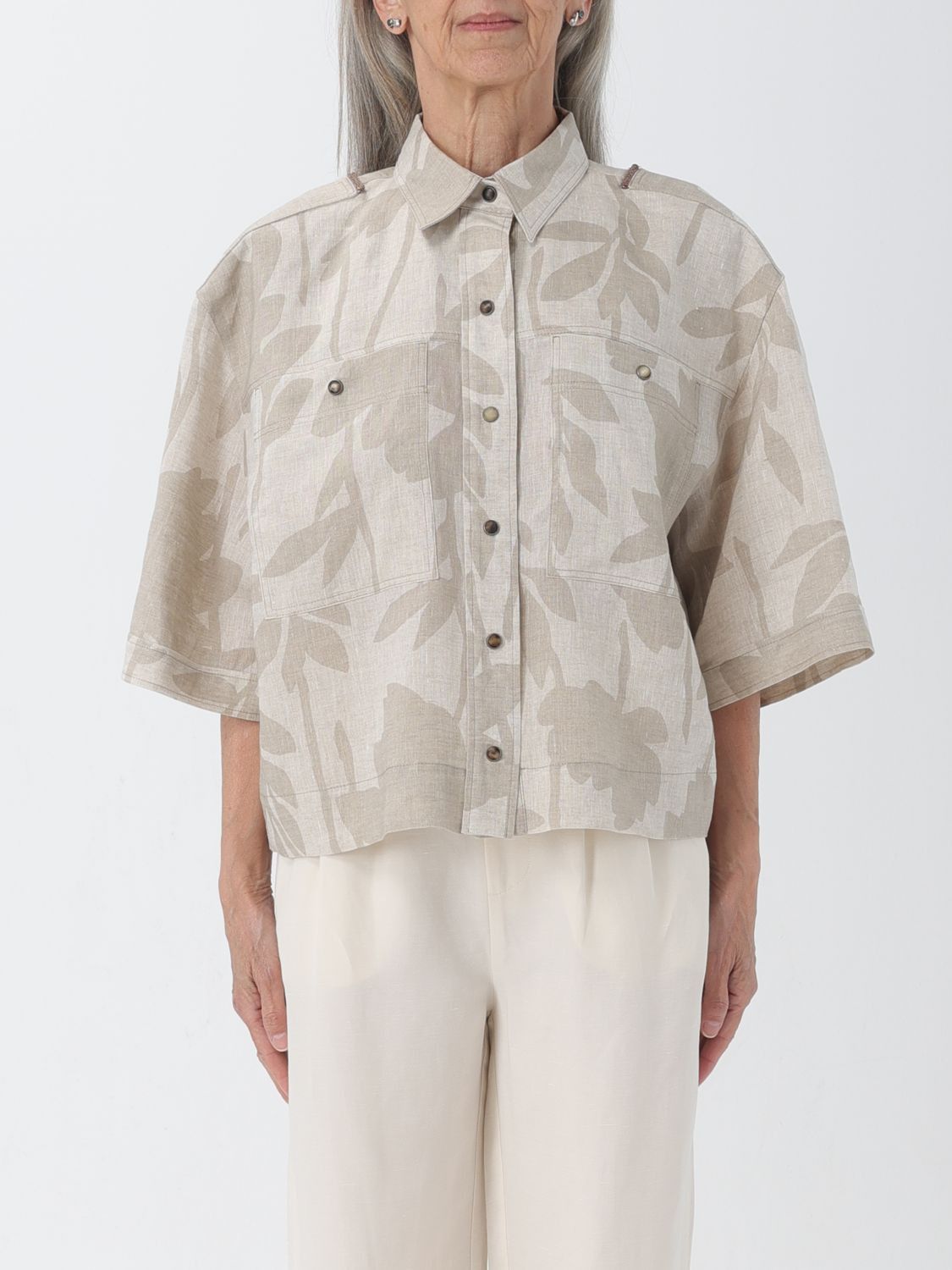 image of Brunello Cucinelli Shirt Woman Natural, Women's (Size Medium)