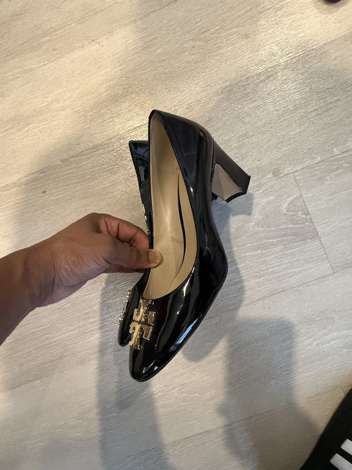 Tory Burch Tory Burch Black Patent Leather Buckle Block Heel Pumps Size US 9.5 / IT 39.5 - 1 Thumbnail