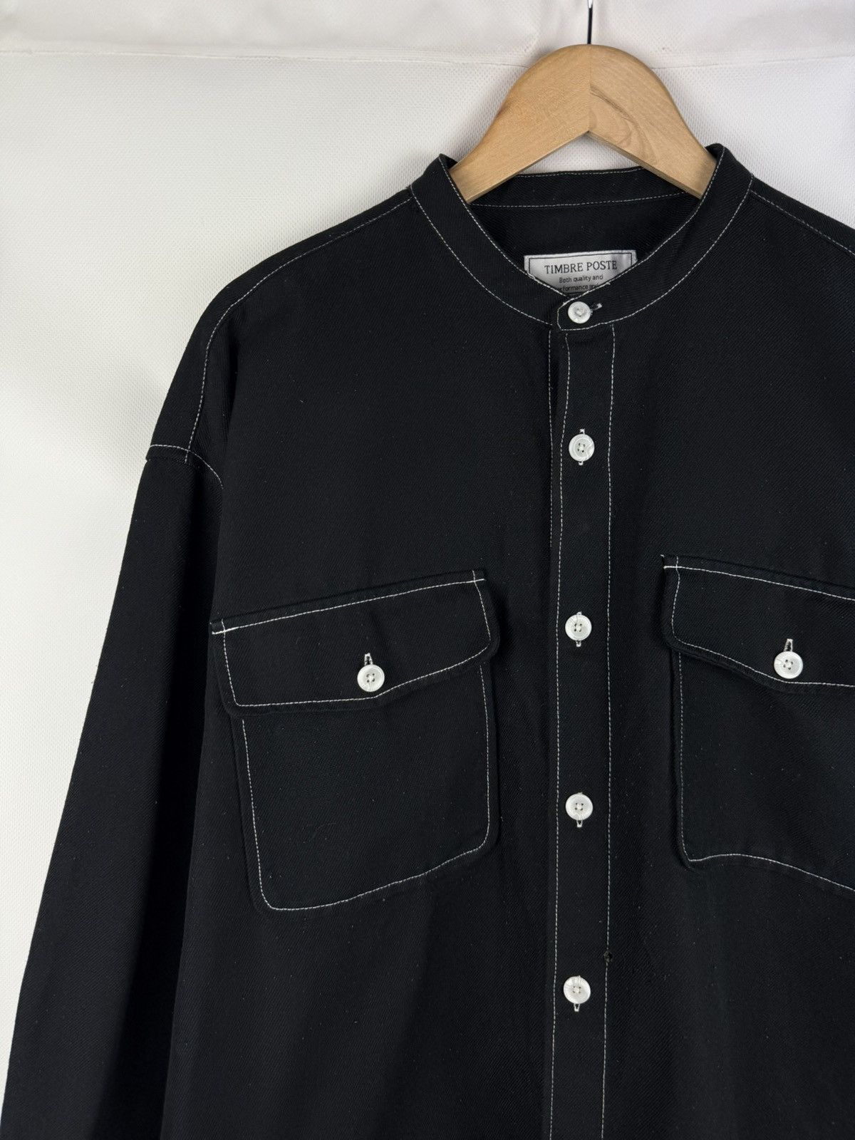 Other Timbre Poste Long Sleeve Japanese Collarless Button Up Shirt Size US L / EU 52-54 / 3 - 2 Thumbnail