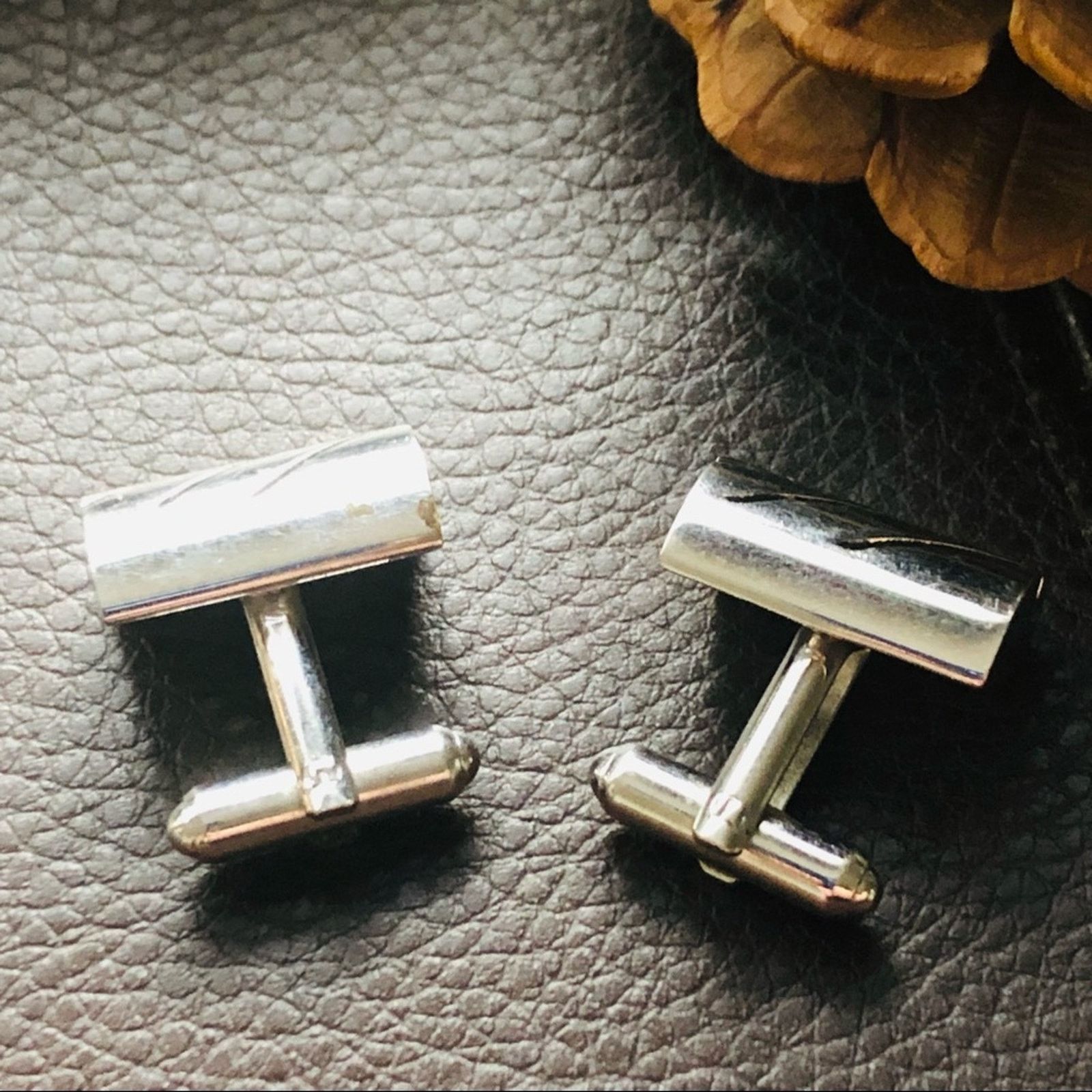 Vintage Vintage tilted dome silver plated textured design cuff links Size ONE SIZE - 3 Thumbnail