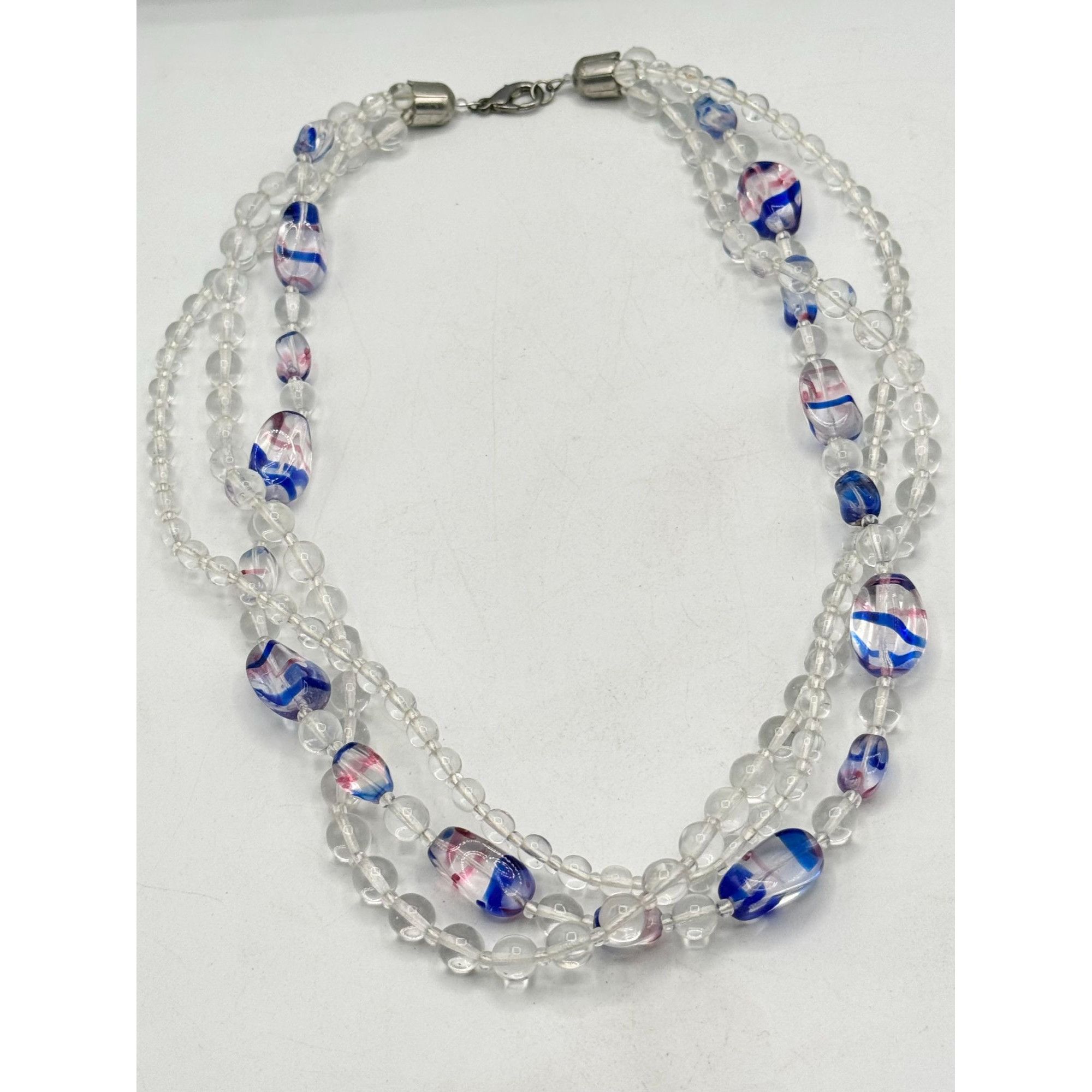 Vintage Vintage glass pink blue beaded collar necklace Size ONE SIZE - 4 Thumbnail