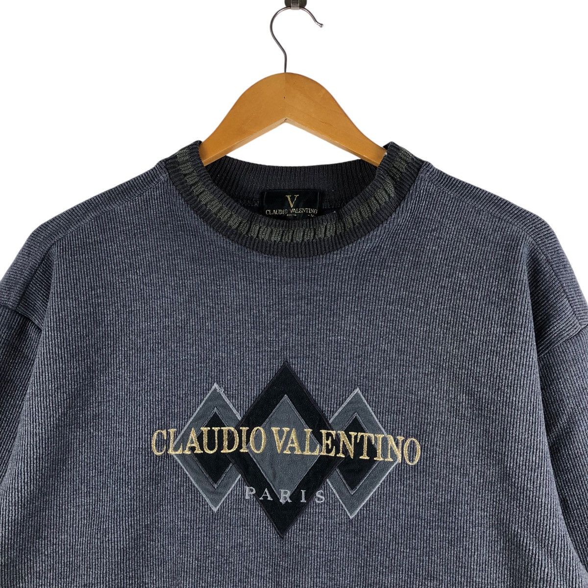 Vintage Vintage CLAUDIO VALENTINO Paris Sweatshirt Big Logo Size US M / EU 48-50 / 2 - 2 Thumbnail