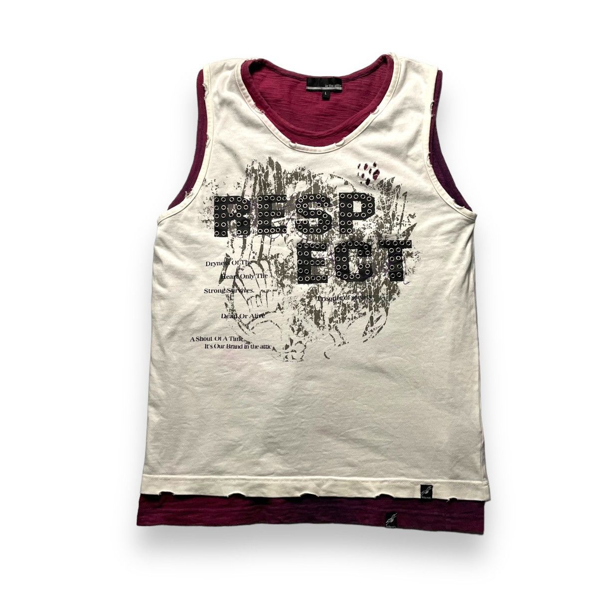 In The Attic 🇯🇵 Y2K IN THE ATTIC WORDING DOUBLE LAYER SLEEVELESS Size US L / EU 52-54 / 3 - 1 Thumbnail