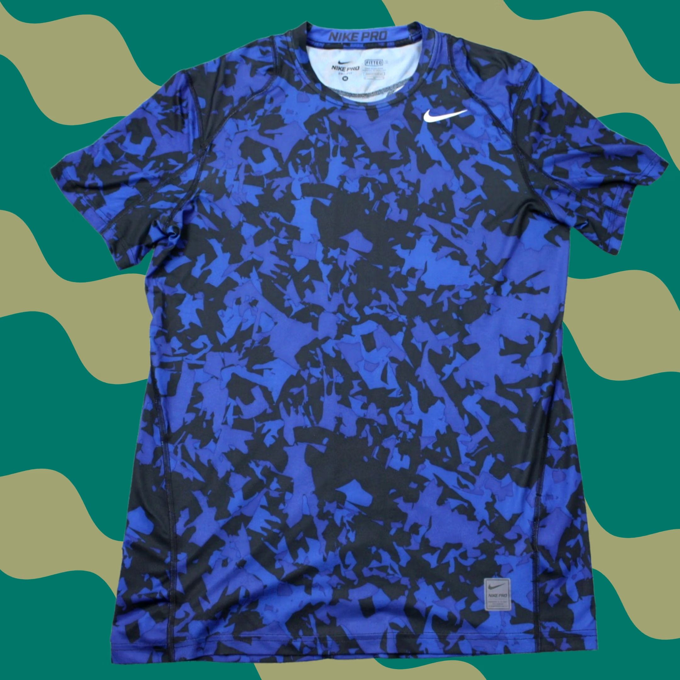Nike Nike Pro Shirt Mens Medium Blue/Black Camo Dri-Fit Athletic Short Sleeve Size US M / EU 48-50 / 2 - 1 Thumbnail