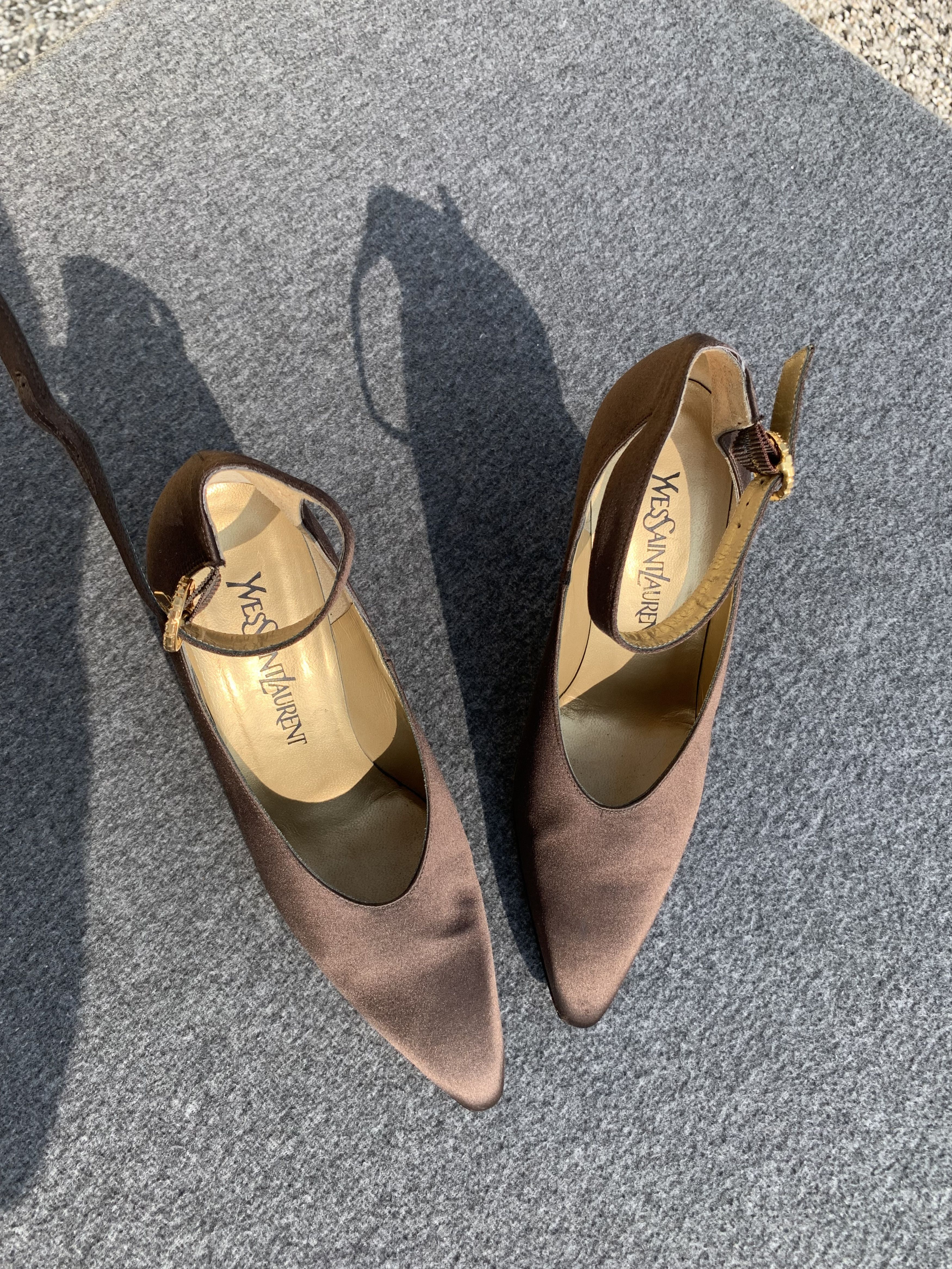 Yves Saint Laurent Yves Saint Laurent Brown Satin Pumps – Size 37.5 Size US 6 / IT 36 - 4 Thumbnail