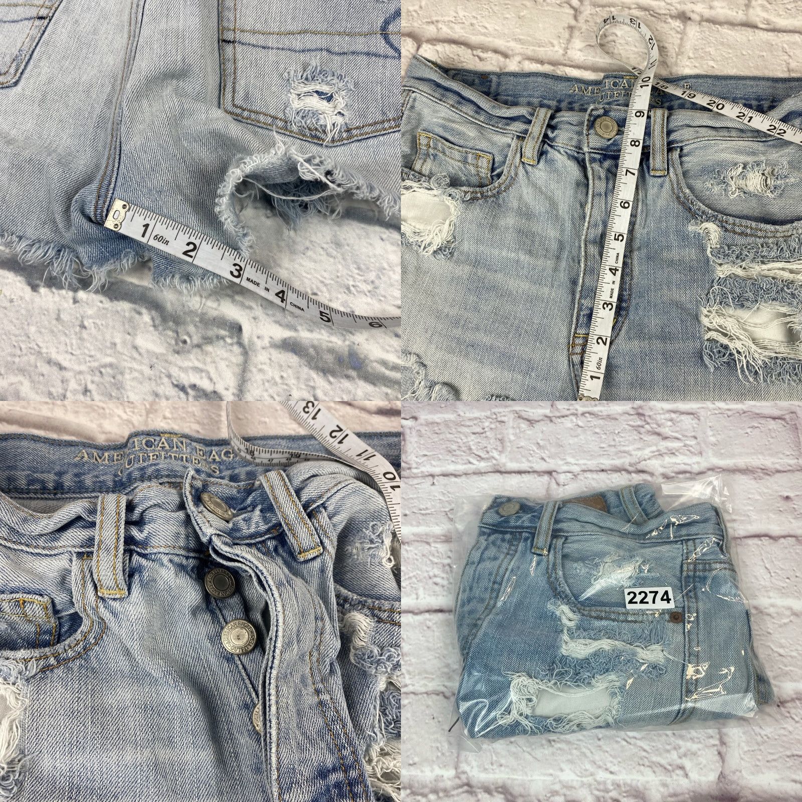 American Eagle Outfitters American Eagle Womens Jean Shorts Size 4 Mid Rise Cut-Off Distressed Button Fly Size 27" / US 4 / IT 40 - 8 Thumbnail