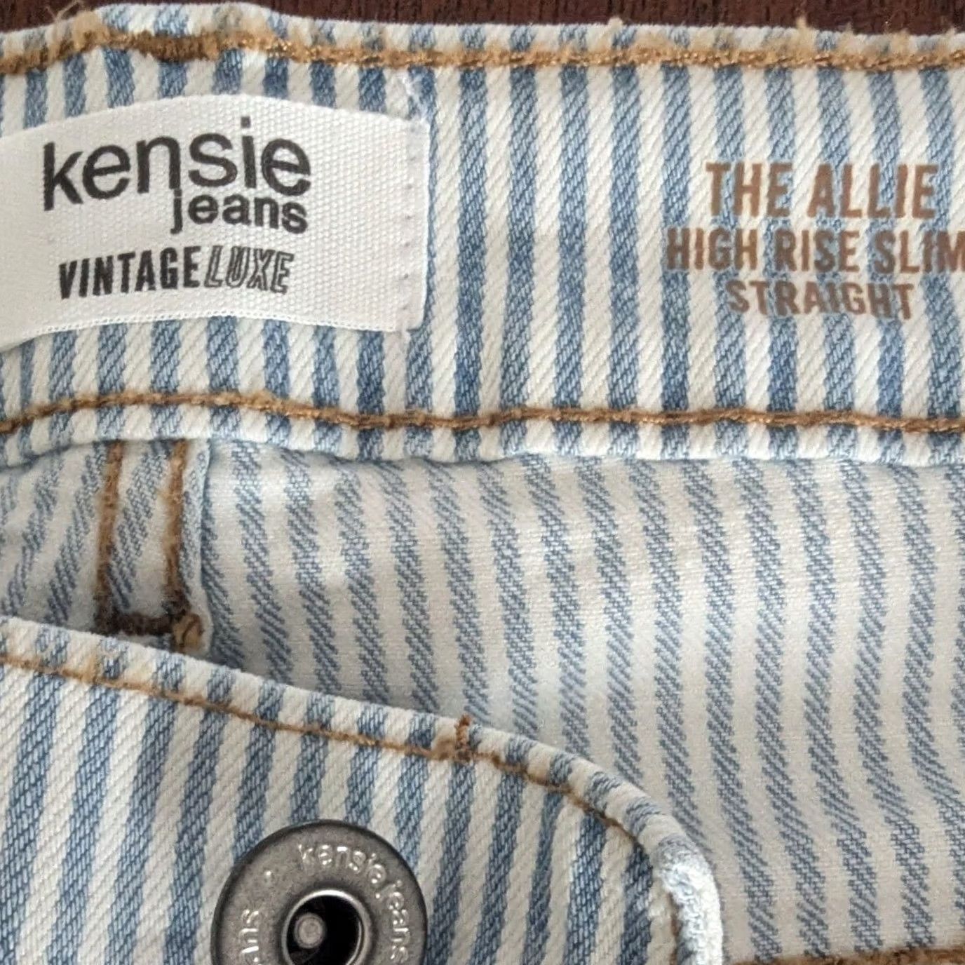 Vintage Kensie Jeans Womens The Allie High Rise Slim Straight Ankle Striped Denim 8/29 Size 29" - 7 Thumbnail