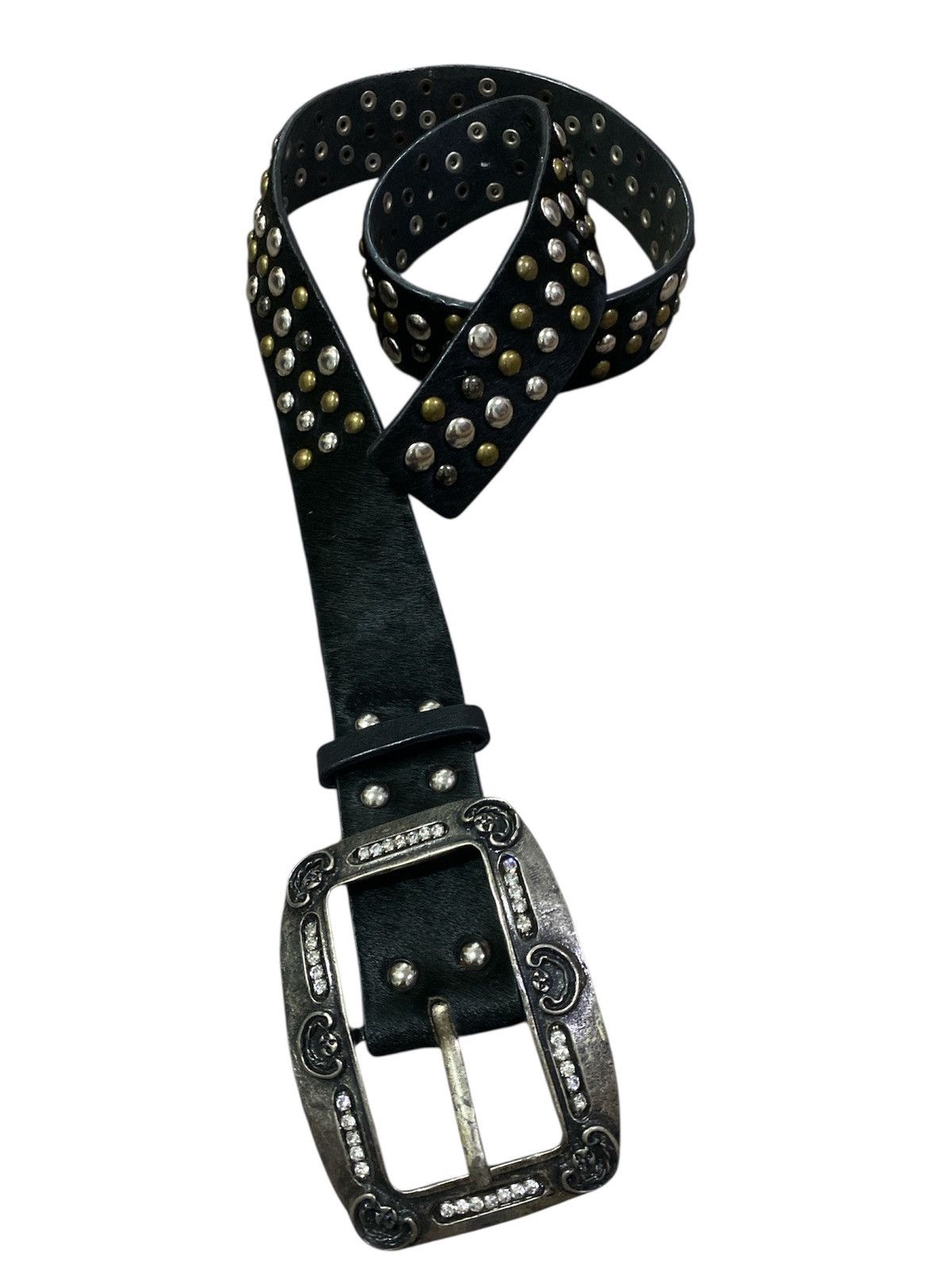 If Six Was Nine Black fur full studded punk belt Size ONE SIZE - 2 Thumbnail