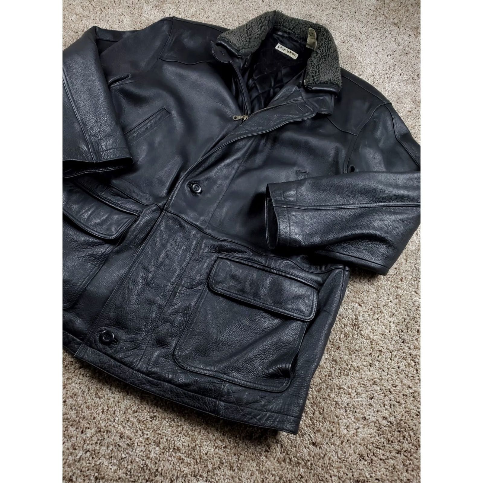 Vintage VINTAGE Paradox Leather Jacket XLT Mens Black Lined Full Zip Pockets Size US XL / EU 56 / 4 - 2 Thumbnail