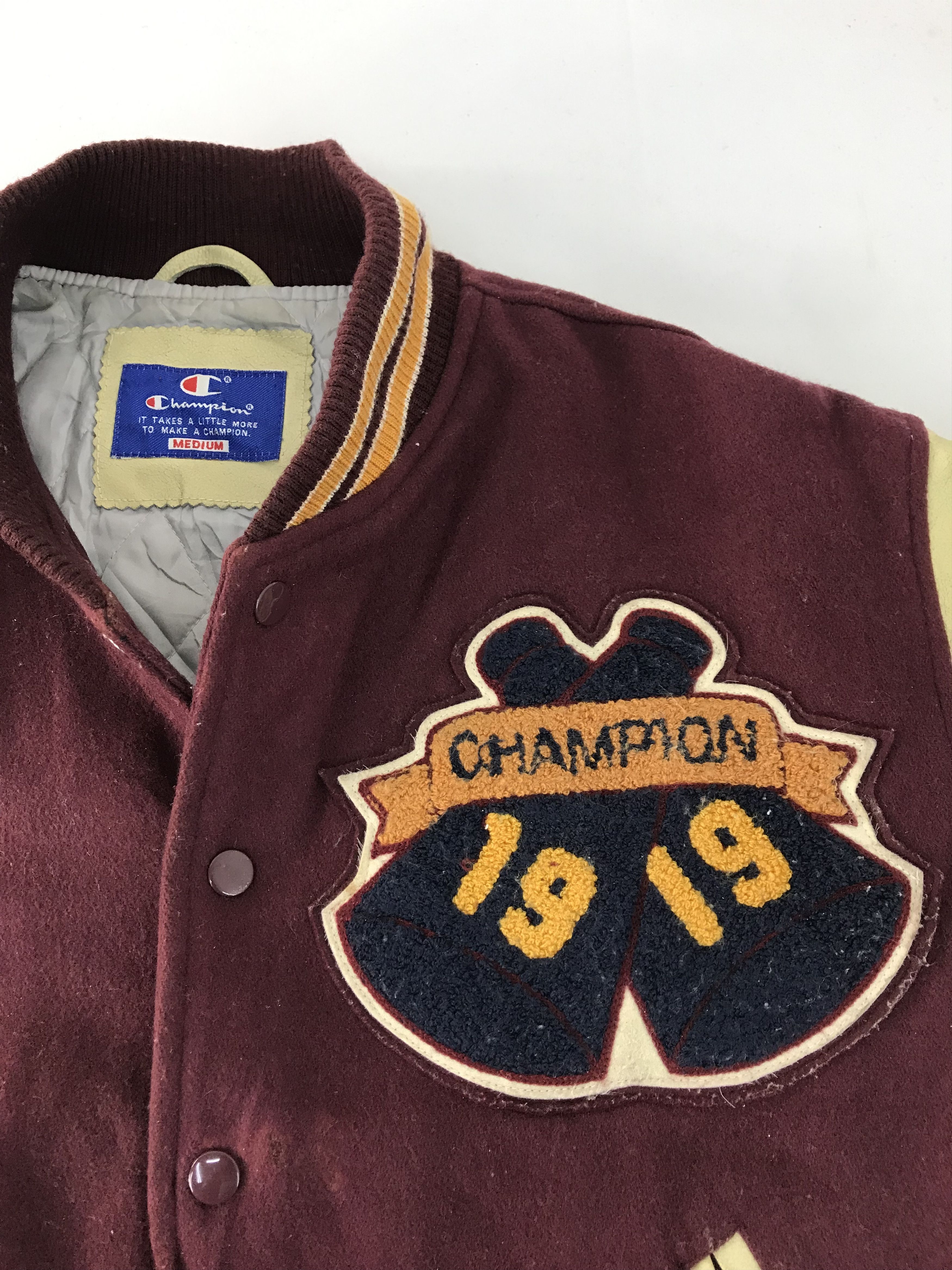 Champion 90s Champion 1919 Varsity Jacket Leather Sleeve Size US L / EU 52-54 / 3 - 3 Thumbnail