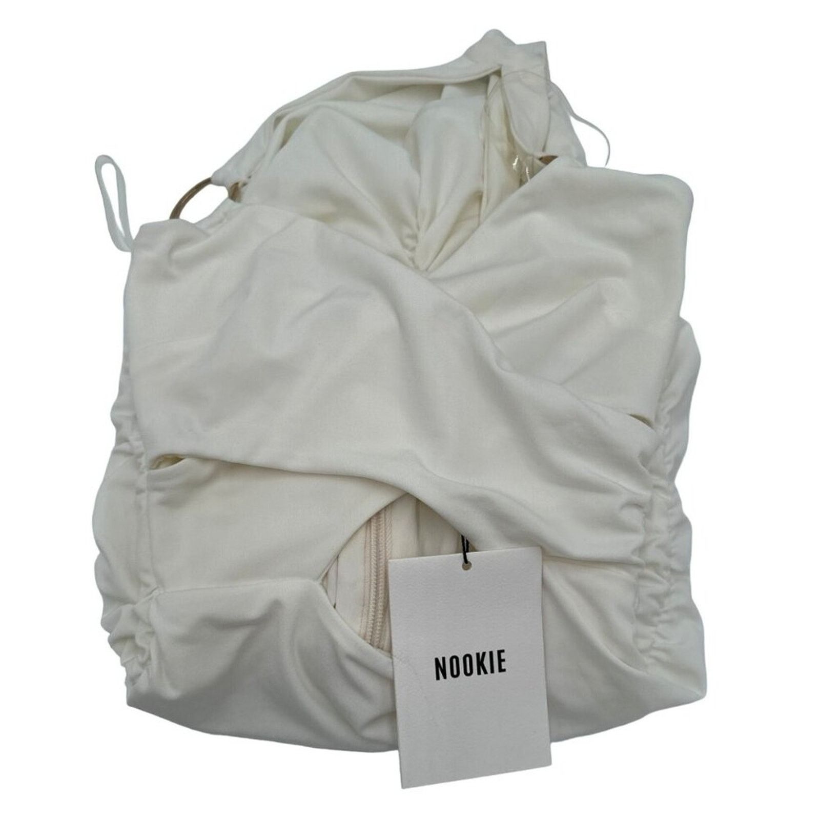 Other Nookie Riley Ring Midi Dress Ivory Lined Ruched Small Size S / US 4 / IT 40 - 16 Thumbnail