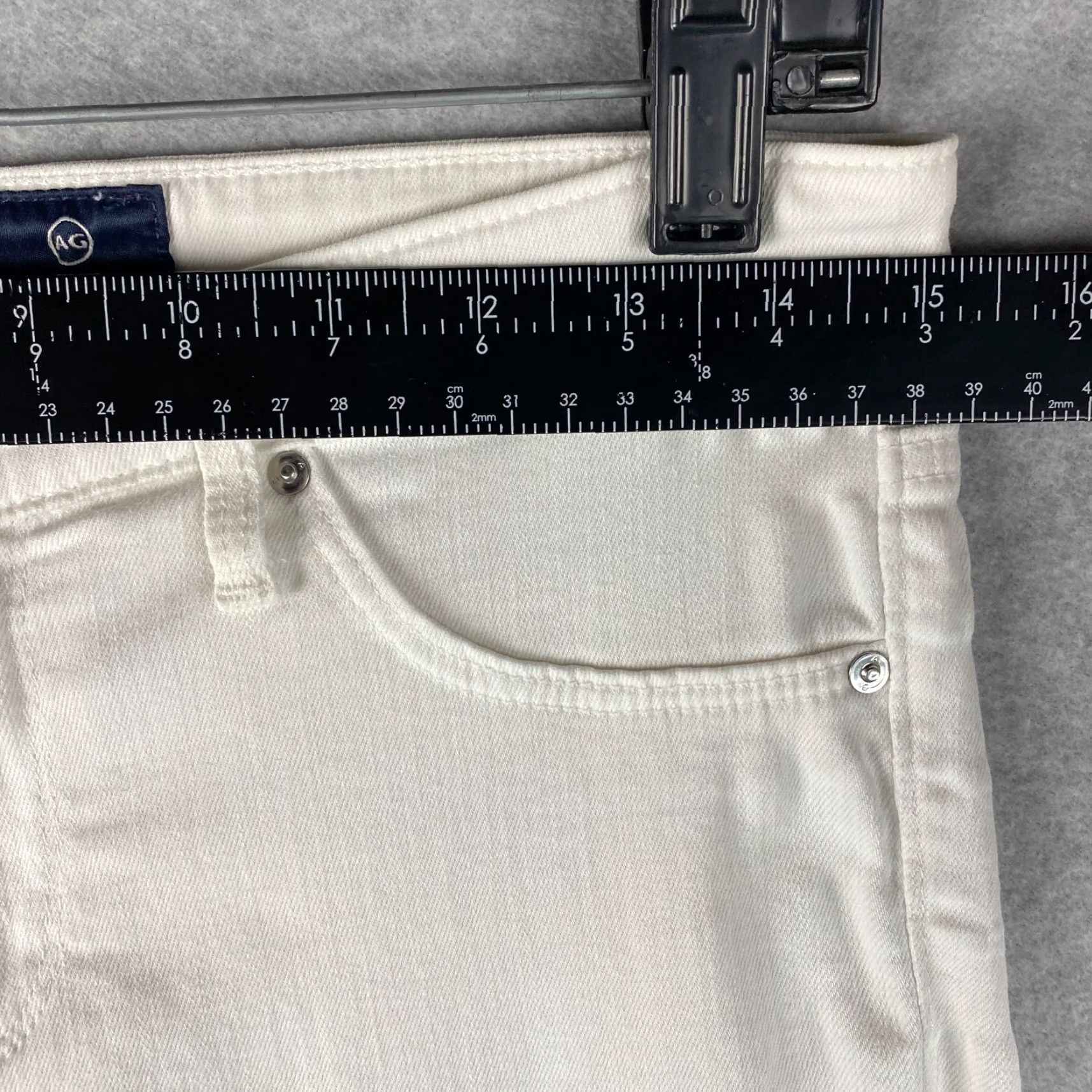 Vintage AG Adriano Goldschmied Jeans Womens 28 R The Legging Super Skinny White Denim Distressed 5-Pocket Zip Slim Fit Modern USA Womens Size 28" / US 6 / IT 42 - 4 Thumbnail
