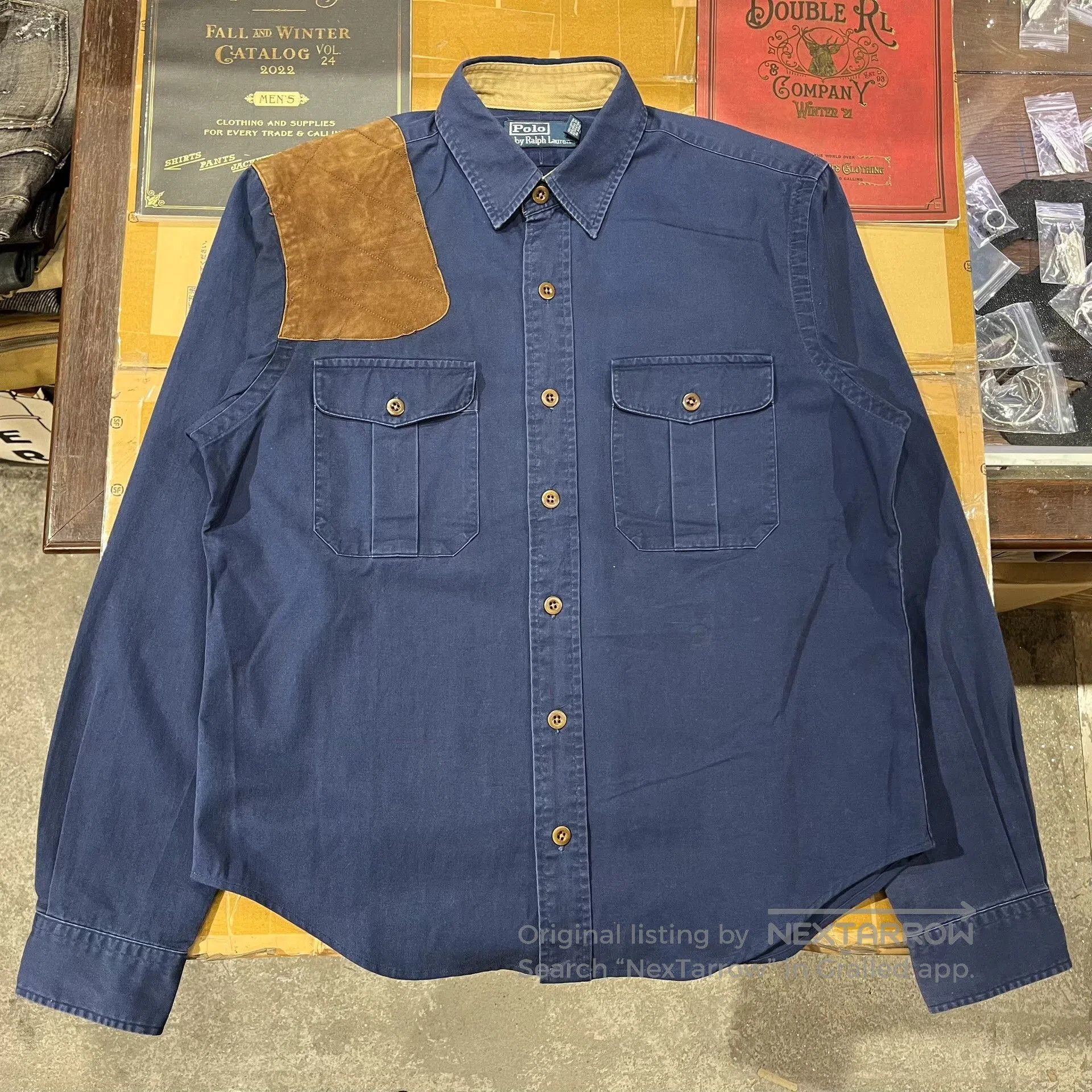 RRL Ralph Lauren Double RL Ralph Lauren Leather Patchwork Shirt. Size US M / EU 48-50 / 2 - 2 Thumbnail