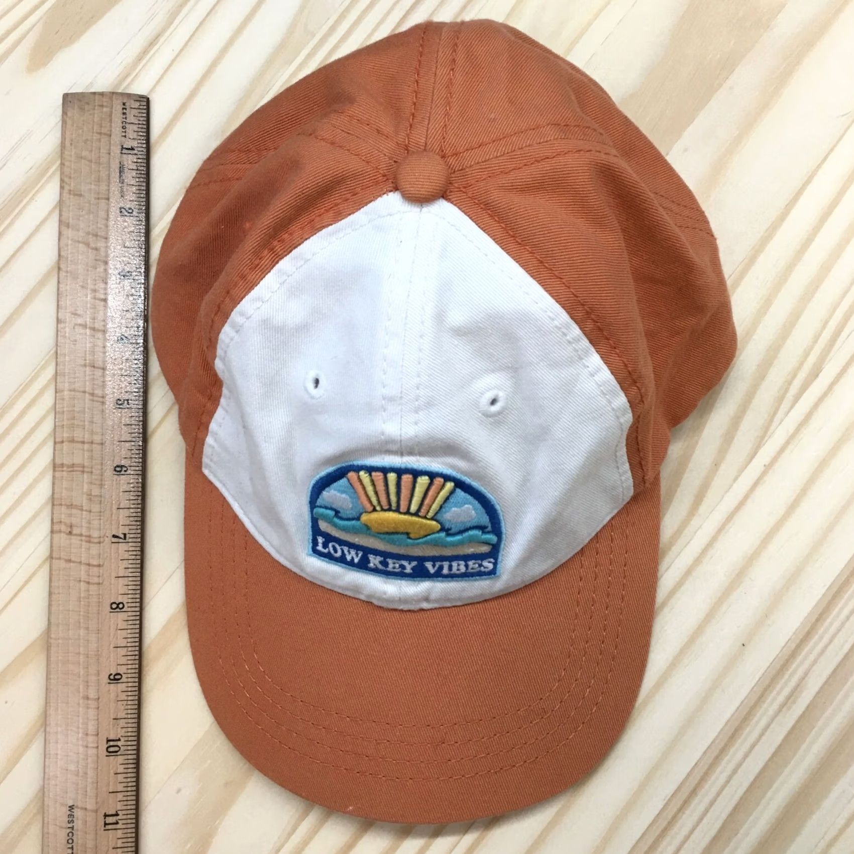 American Eagle Outfitters American Eagle Outfitters Baseball Cap Mens Orange OS Embroidered Low Key Vibes Size ONE SIZE - 4 Thumbnail