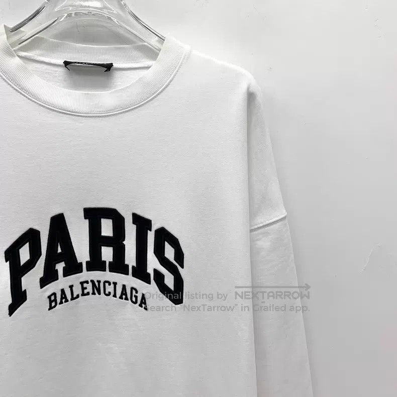 Balenciaga Balenciaga White Logo Letter Embroidered Cotton Round Neck Size US S / EU 44-46 / 1 - 3 Thumbnail