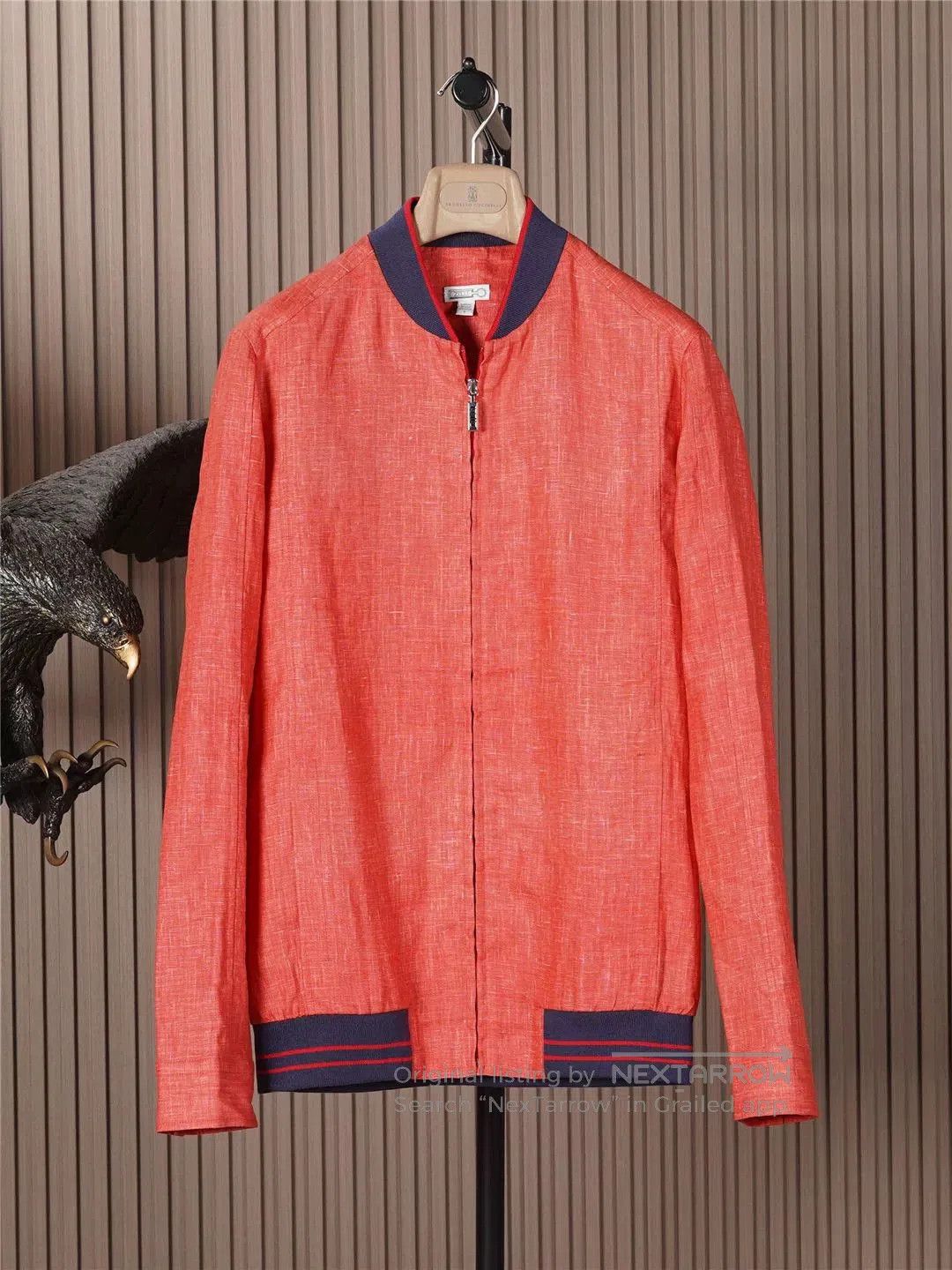 Lightweight Linen Jacket with Shirt Cut.