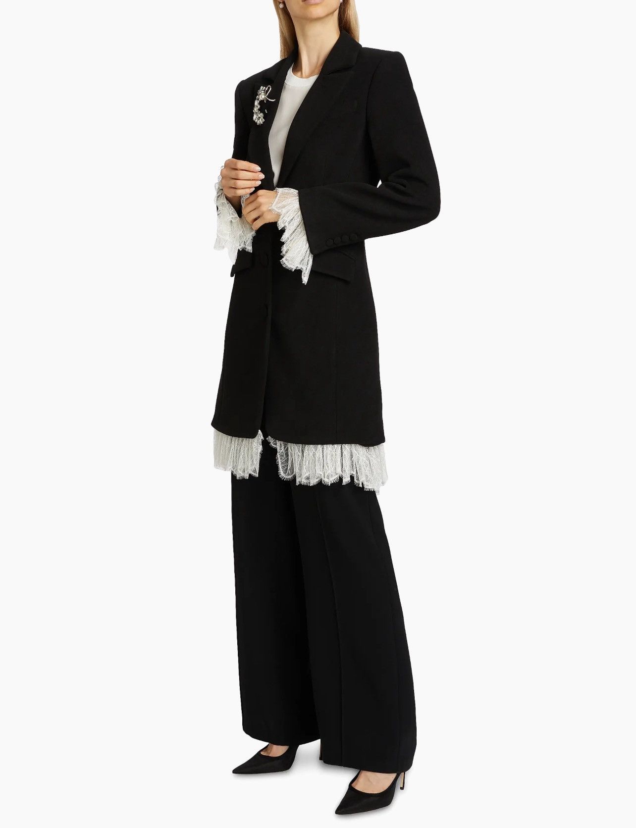 Cinq a Sept Cinq à Sept Roxie Lace-Trim Tailored Coat size S Size S / US 4 / IT 40 - 3 Thumbnail