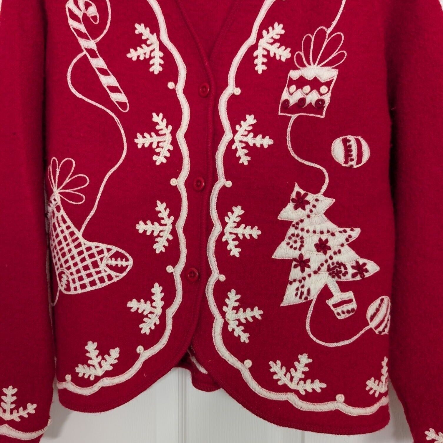 Other Marisa Christina Embroidered Christmas Cardigan Womens Sz M Size M / US 6-8 / IT 42-44 - 4 Thumbnail