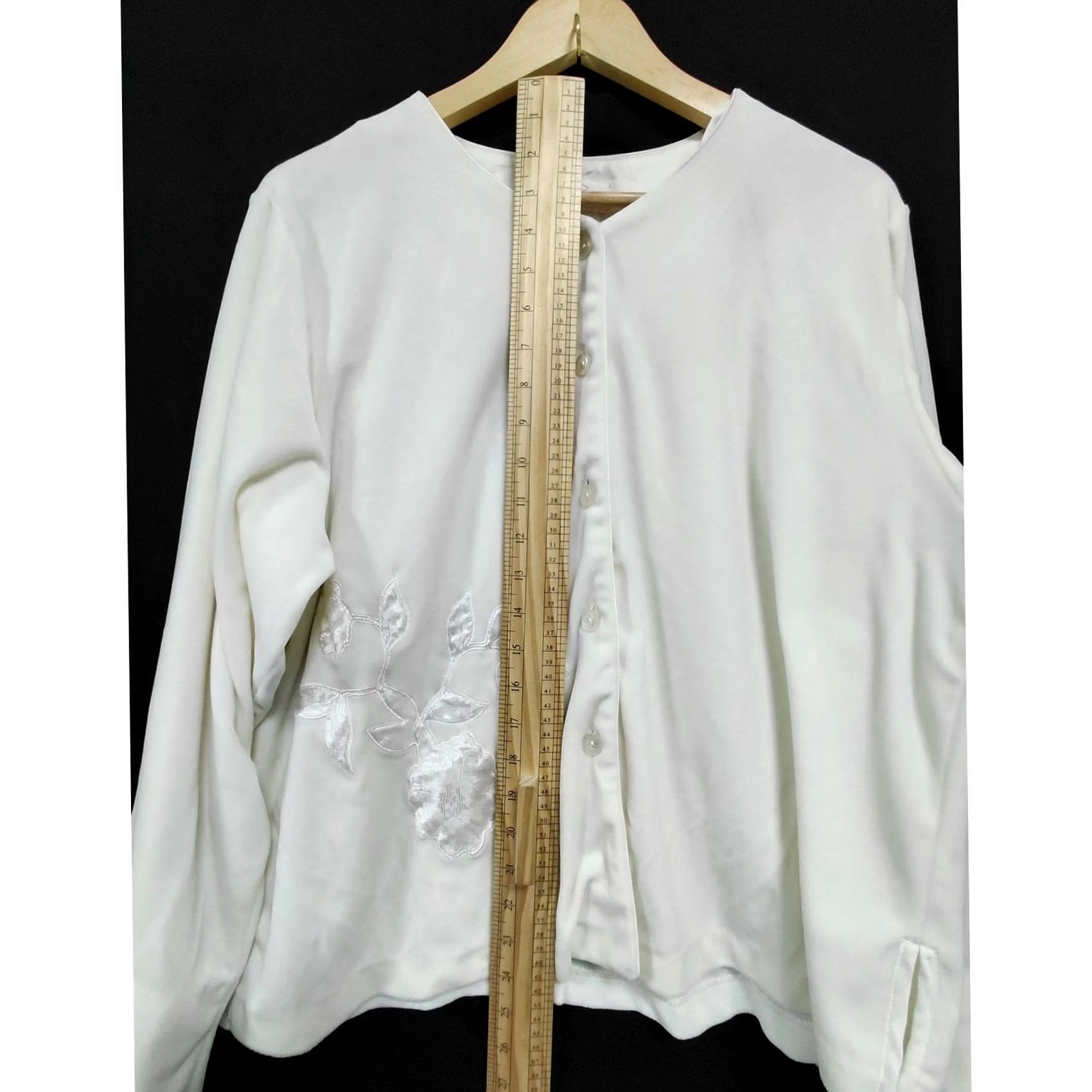 Vintage Oscar de la Renta Pink Label Cardigan White Knit Embroidered Women Size 3XS Regular Long Sleeve Crew Neck Vintage: No Size XXS / US 00 / IT 34 - 7 Thumbnail