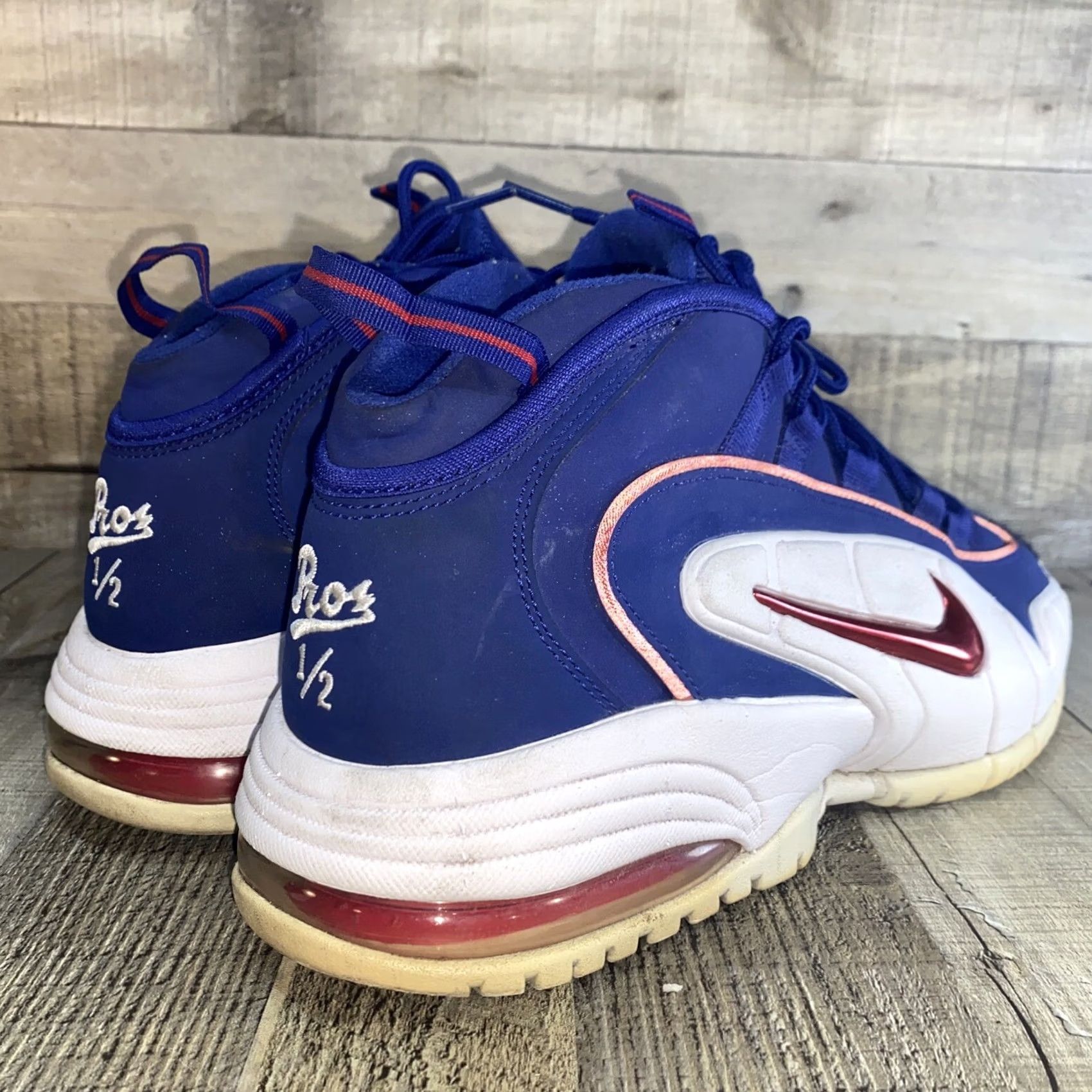 Nike VINTAGE Nike Air Max Penny Sneaker Mens 11 Deep Royal Blue Gym Red 685153-400 USA Olympics Penny Hardaway Reflective Solid Leather Lining Suede Size US 11 / EU 44 - 6 Thumbnail