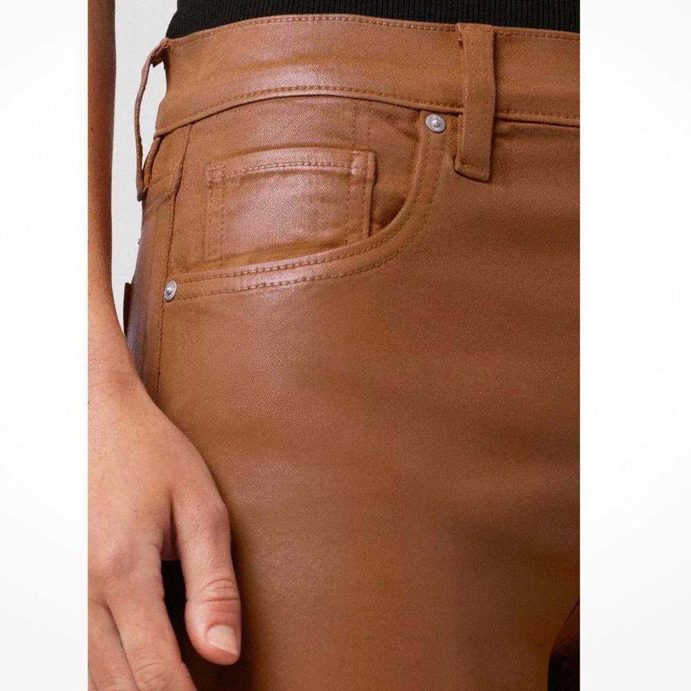 Designer HUDSON Cognac Brown Coated Long Flare Long Jeans Size 30 Size 30" / US 8 / IT 44 - 9 Thumbnail