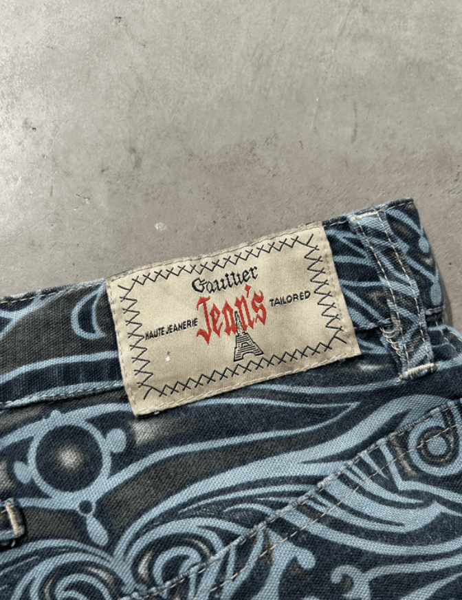 Jean × Jean Paul Gaultier Jean Paul Gaultier Jeans Graphic Tribal Denim Tattoo EX0124 Size 25" / US 0 / IT 36 - 6 Thumbnail