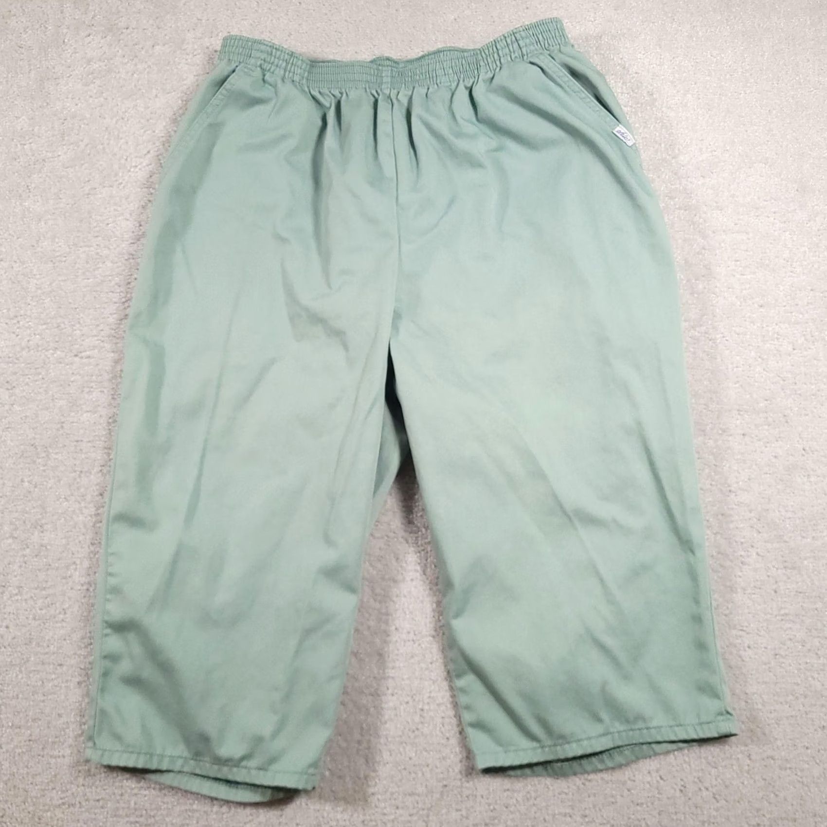 Vintage Chico's Pants Womens 20W Green Pull On Elastic Waist Cropped Relaxed Fit Casual Size 42" / US 20 - 2 Thumbnail