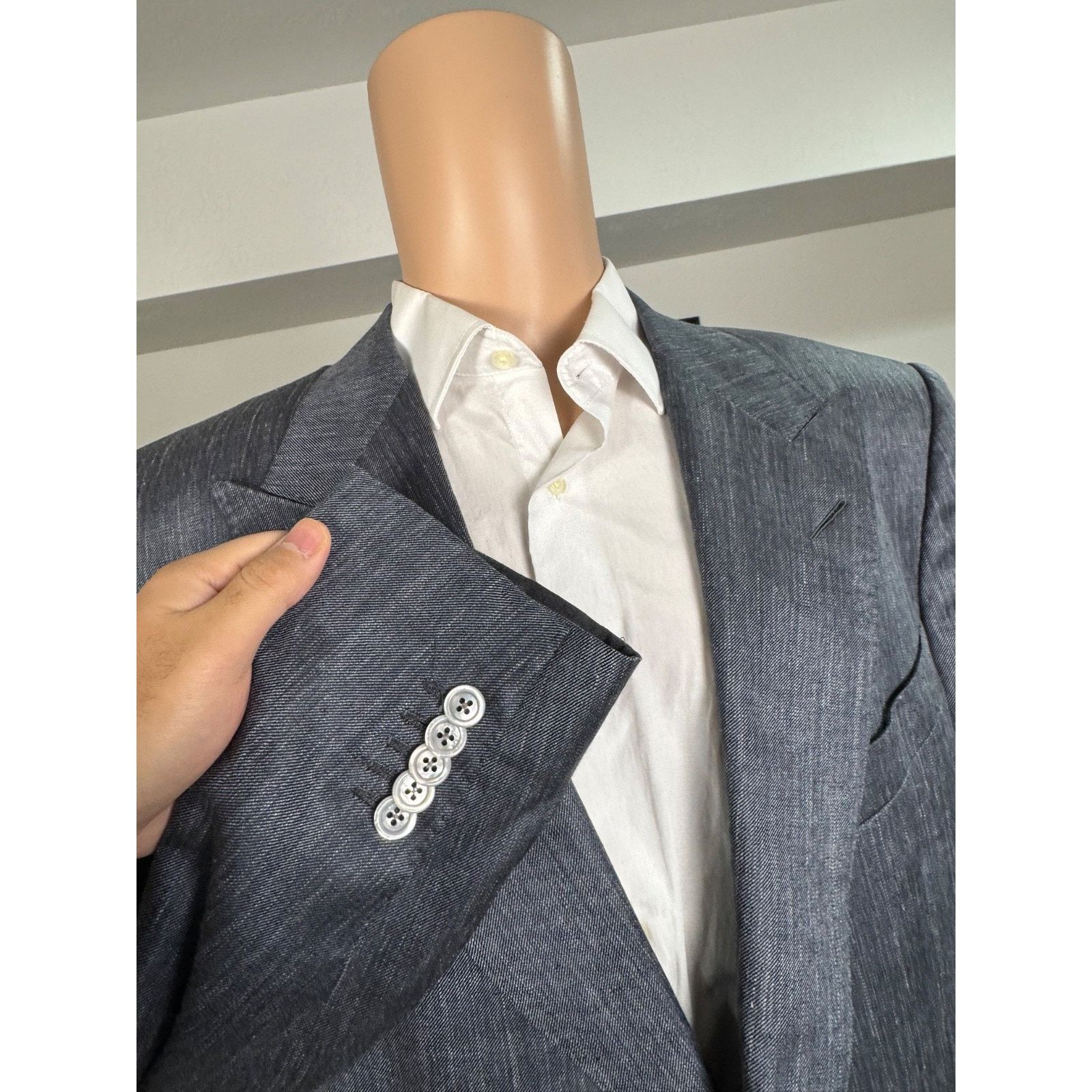 Tom Ford Tom Ford Gray Wool Silk Linen Peak Lapel Blazer Jacket 46R Size 46R - 5 Thumbnail