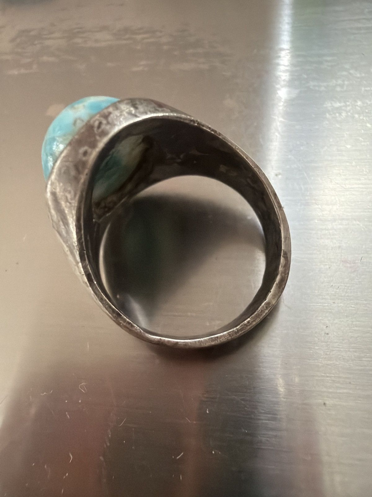 Other Sterling Silver 925 Turquoise Ring Sz 9 Chunky Wide Band Size ONE SIZE - 4 Thumbnail
