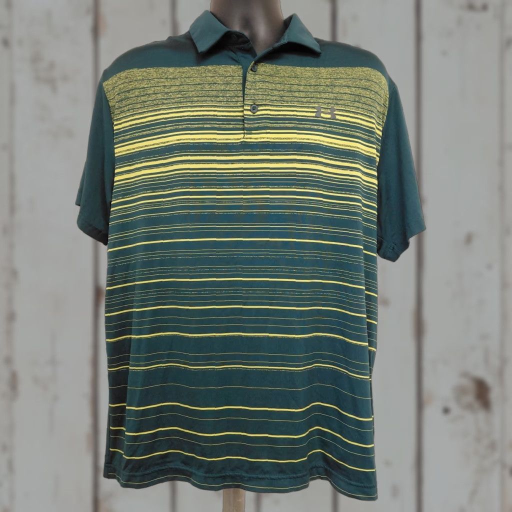 Under Armour Under Armour Golf Shirt Mens XL Green HeatGear Performance Polo Striped Polo Shirt Mens XL Green HeatGear Logo Striped Mens Nike? Size US XL / EU 56 / 4 - 1 Thumbnail